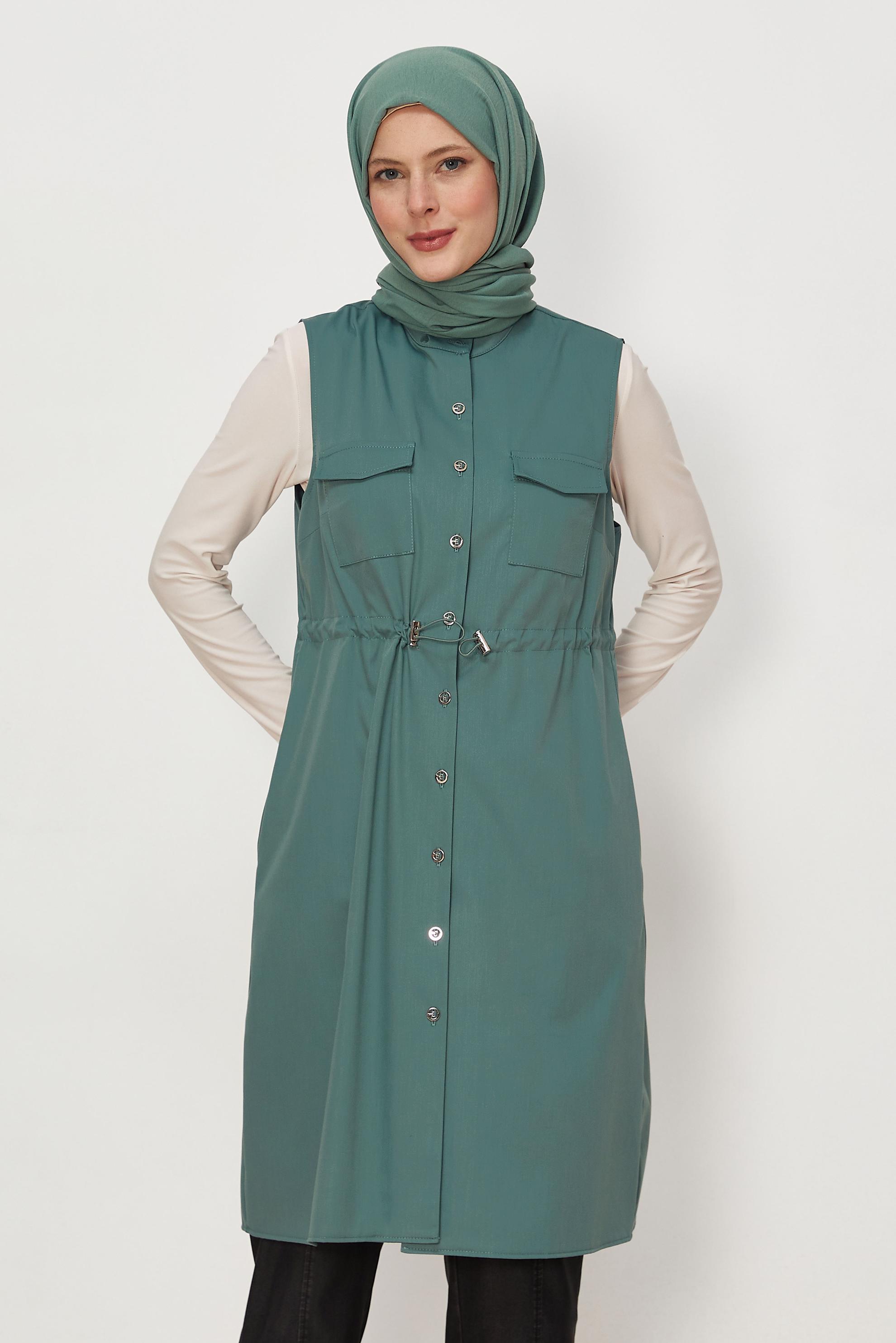 Tesettür giyim KAHVE 46688 NADYA YELEK 38-46 TEK 40