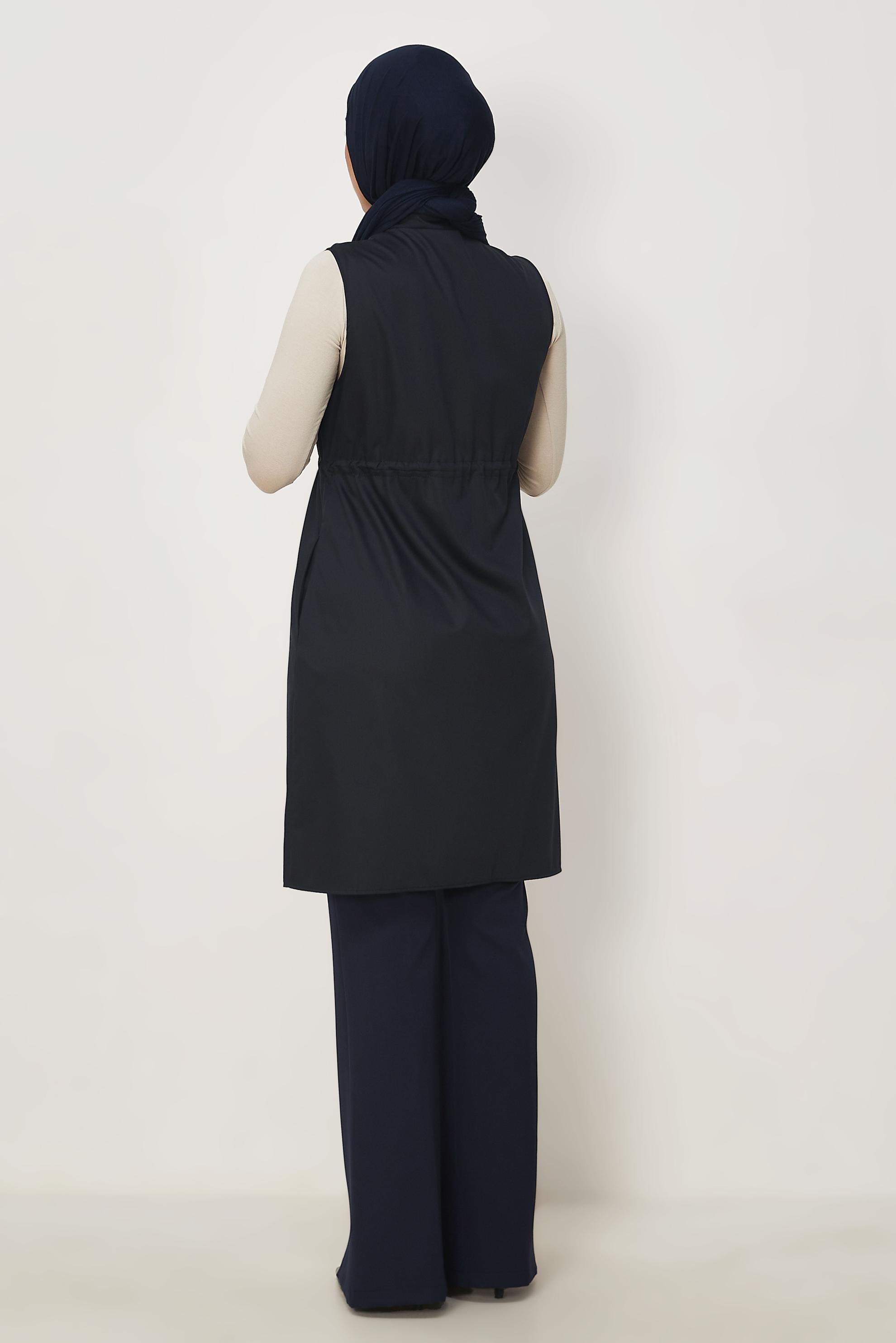Vêtements hijab BLEU MARINE GILET SMOCKÉ À LA TAILLE 46688