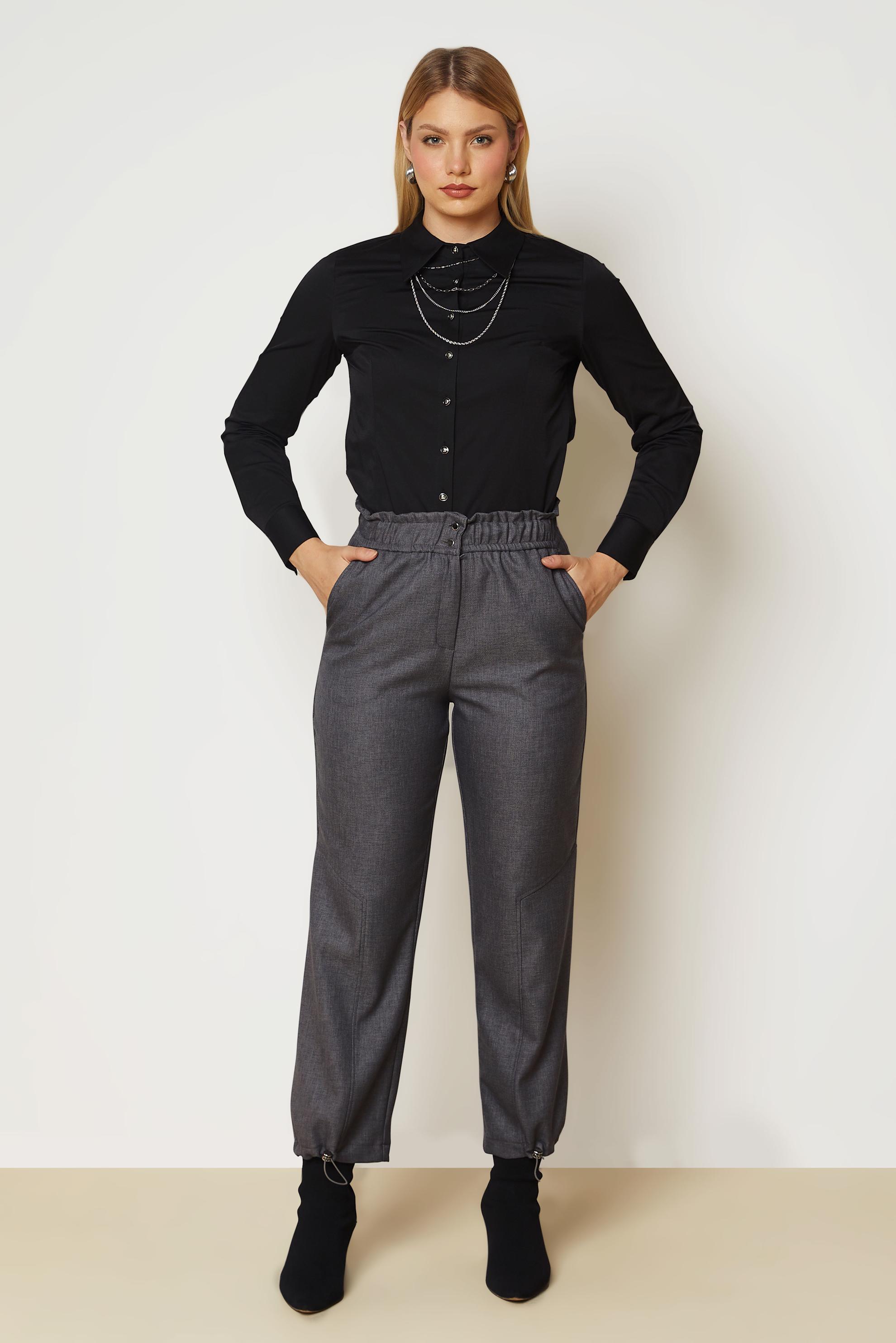 Vêtements hijab NOIR CHEMISIER EN SATIN À COL CHEMISE 47059