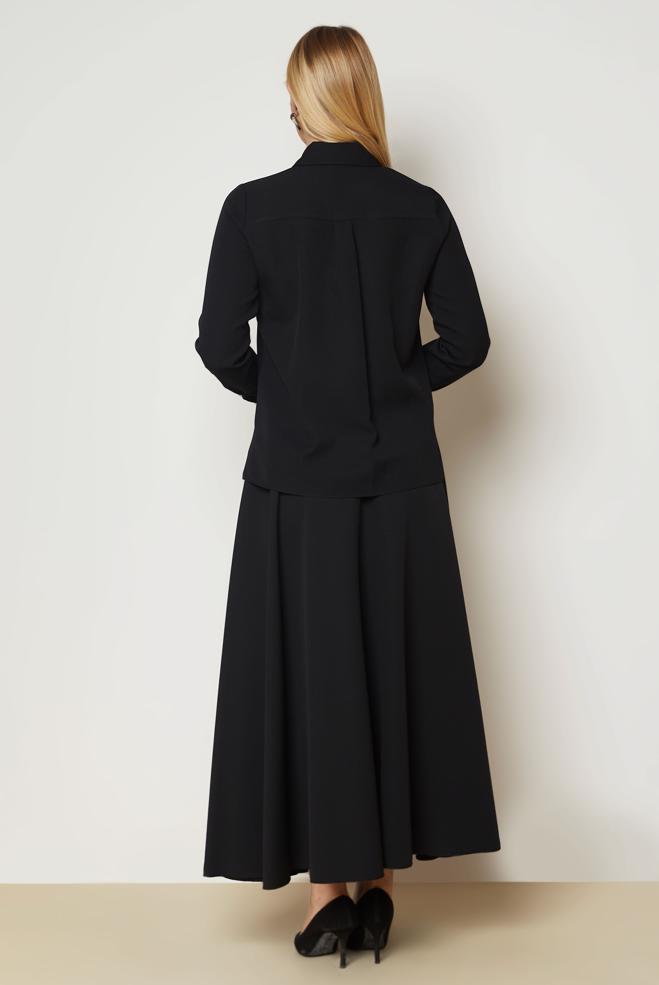 Hijab clothing BLACK SHIRT COLLAR BLOUSE 47143 - ALVİNA