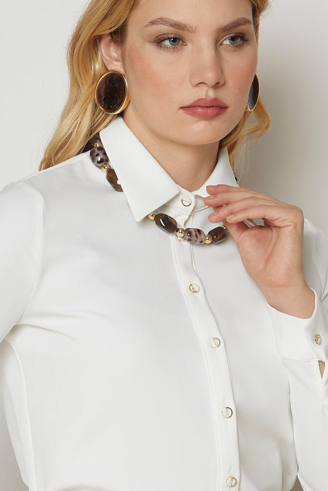 Hijab clothing WHITE SHIRT COLLAR BLOUSE 47143 - ALVİNA