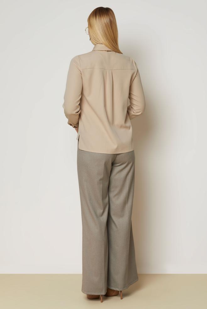 Vêtements hijab BEIGE CHEMISIER À COL CHEMISE 47143 - ALVİNA