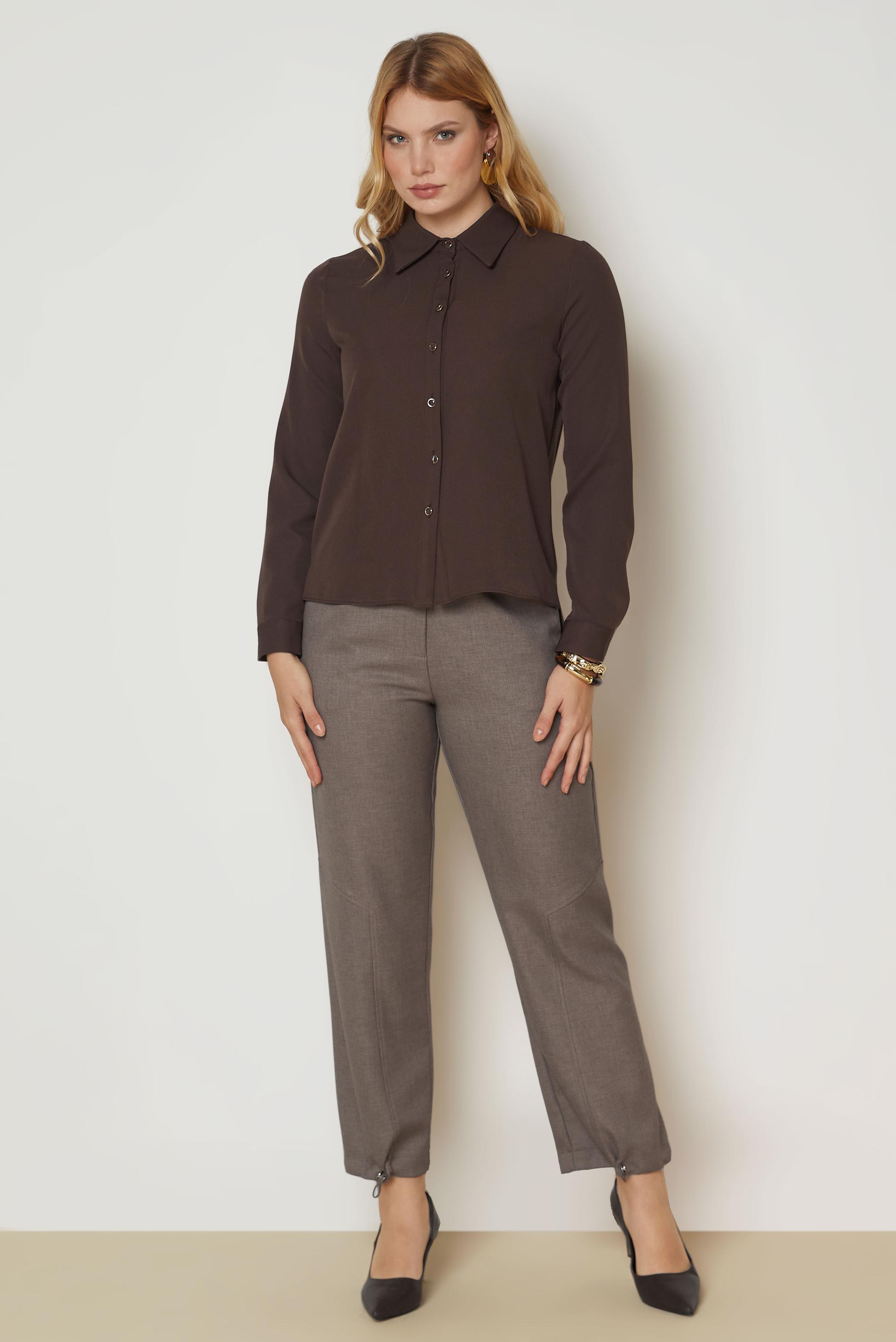 Hijab clothing BROWN SHIRT COLLAR BLOUSE 47143