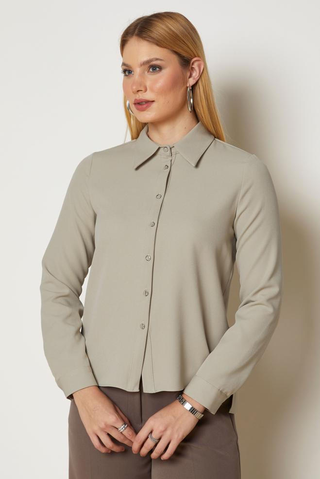 Hijab clothing BEIGE SHIRT COLLAR BLOUSE 47143 - ALVİNA