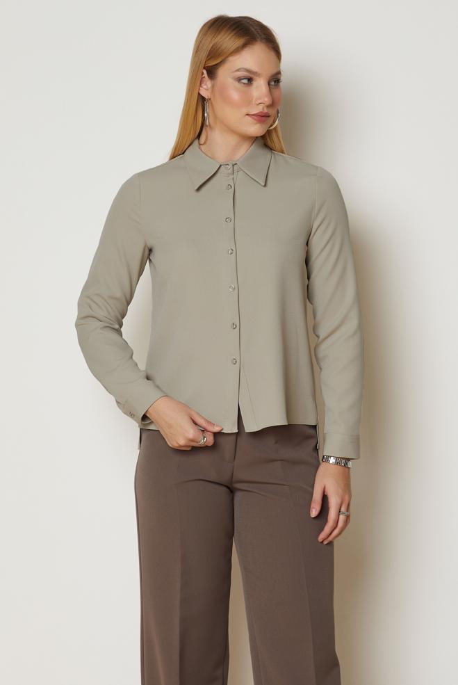 Hijab clothing BEIGE SHIRT COLLAR BLOUSE 47143 - ALVİNA