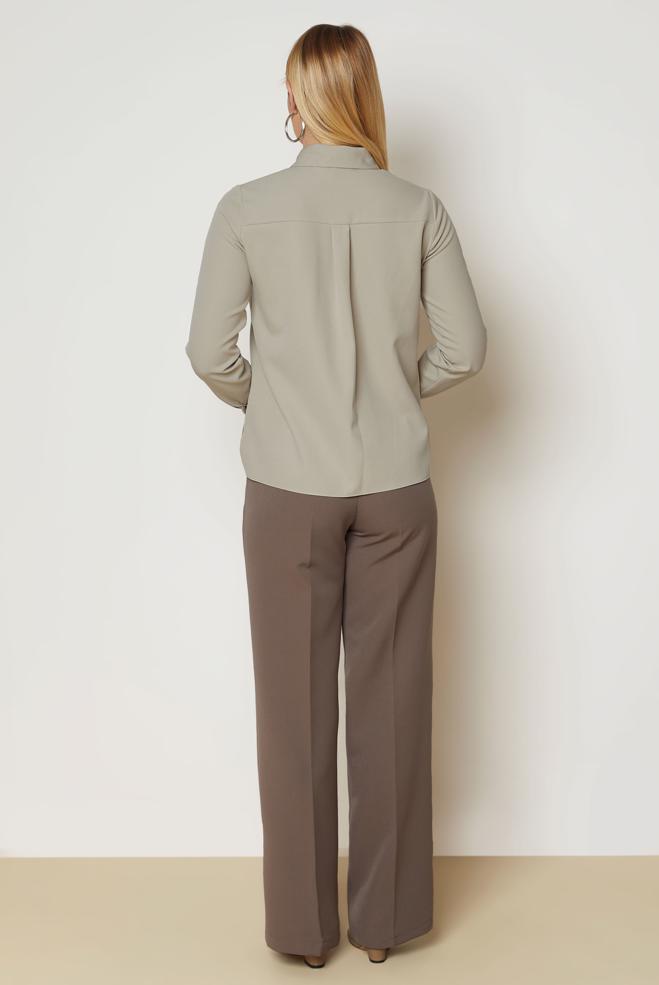 Hijab clothing BEIGE SHIRT COLLAR BLOUSE 47143 - ALVİNA