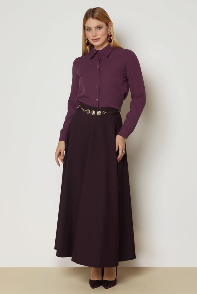 Hijab clothing BROWN SHIRT COLLAR BLOUSE 47143 - ALVİNA