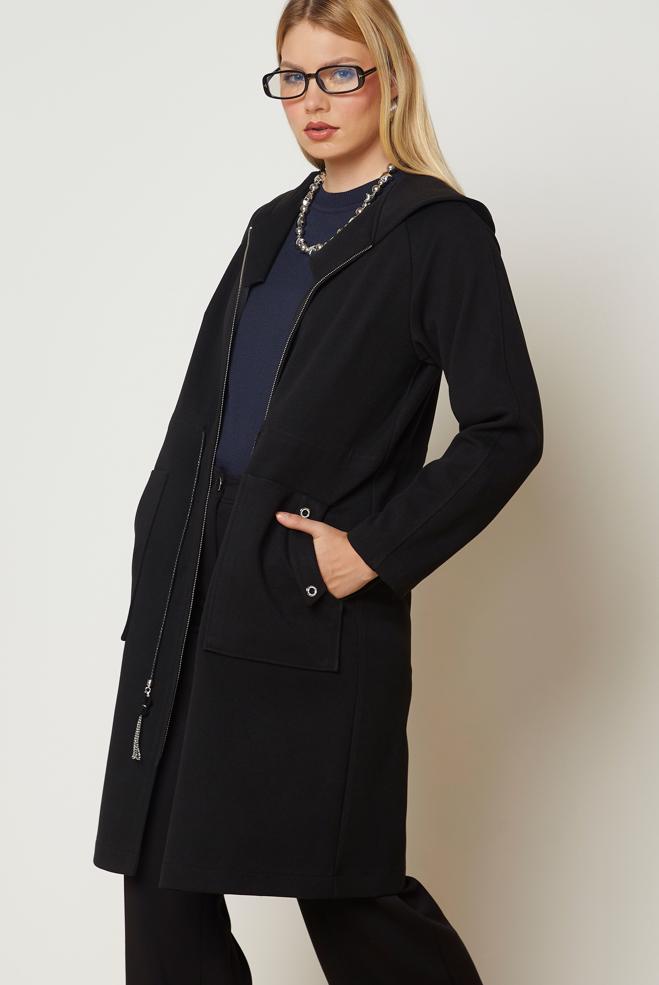 Vêtements hijab NOIR VESTE TAILLE SMOCKÉE 47019 - ALVİNA