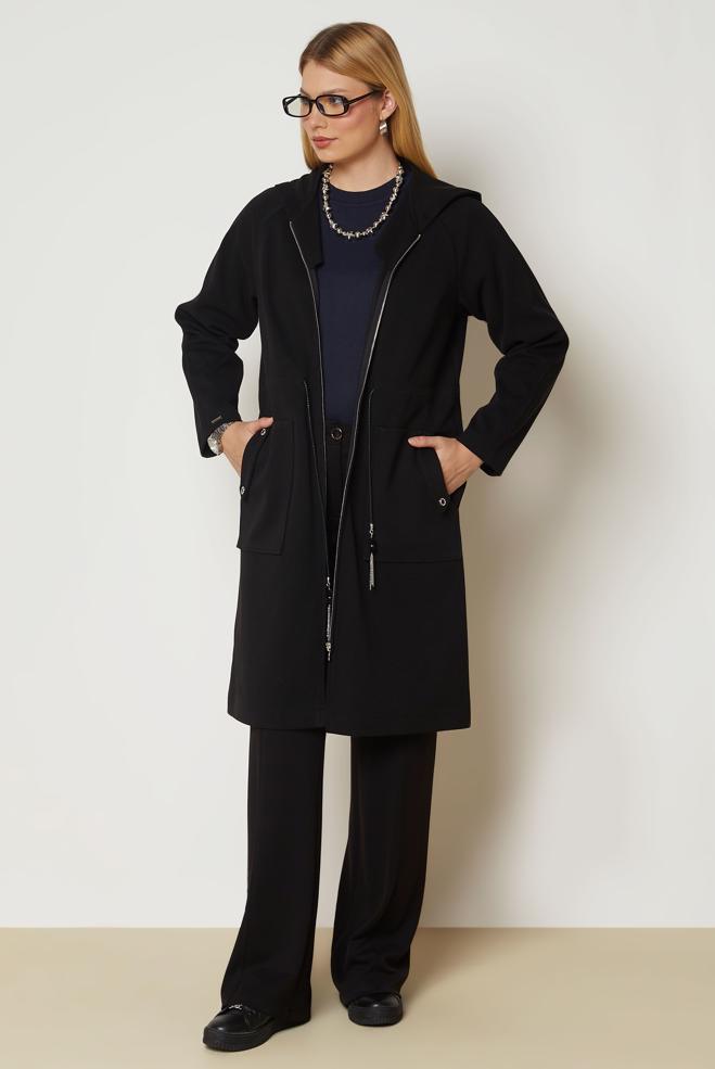 Vêtements hijab NOIR VESTE TAILLE SMOCKÉE 47019 - ALVİNA