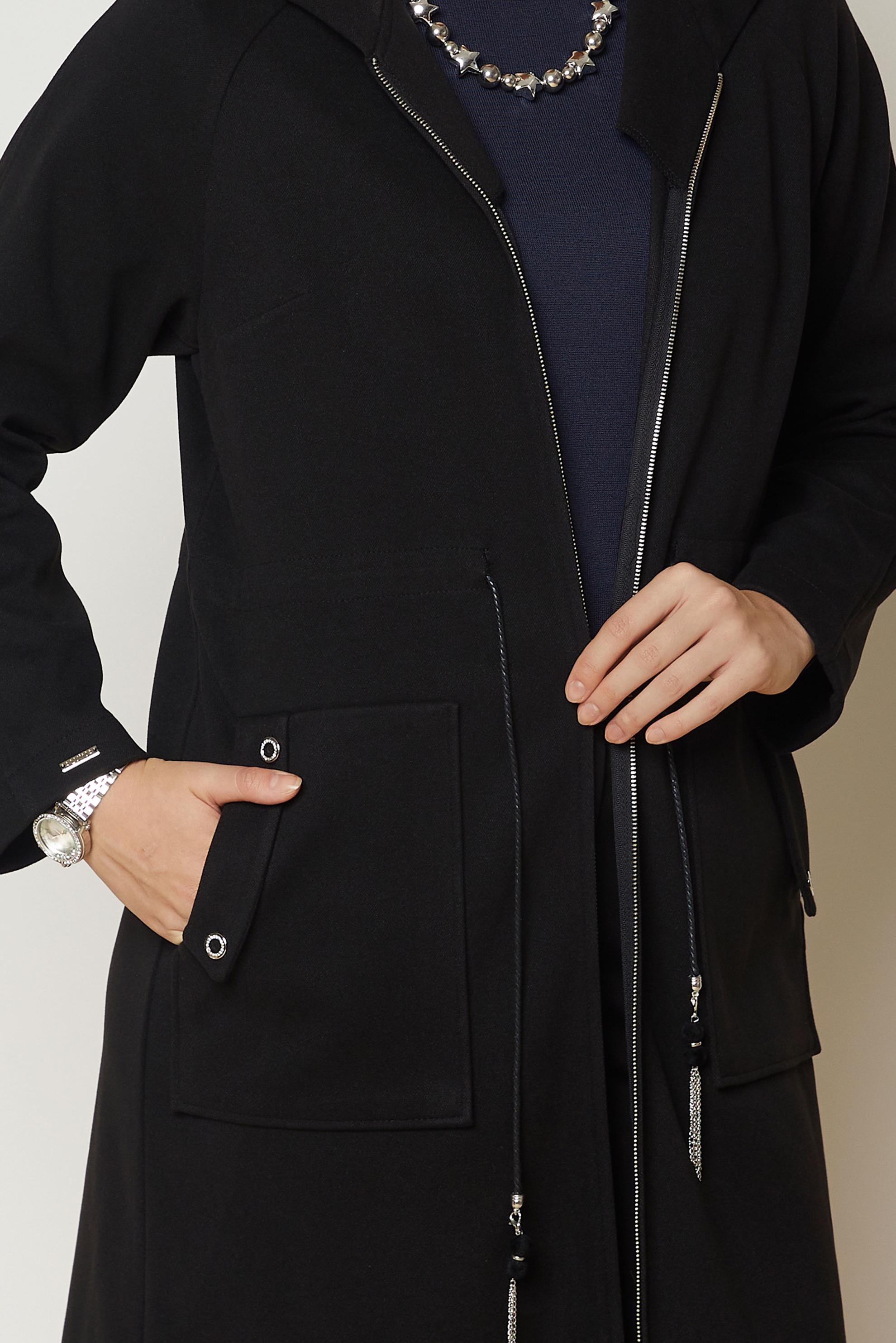 Vêtements hijab NOIR VESTE TAILLE SMOCKÉE 47019