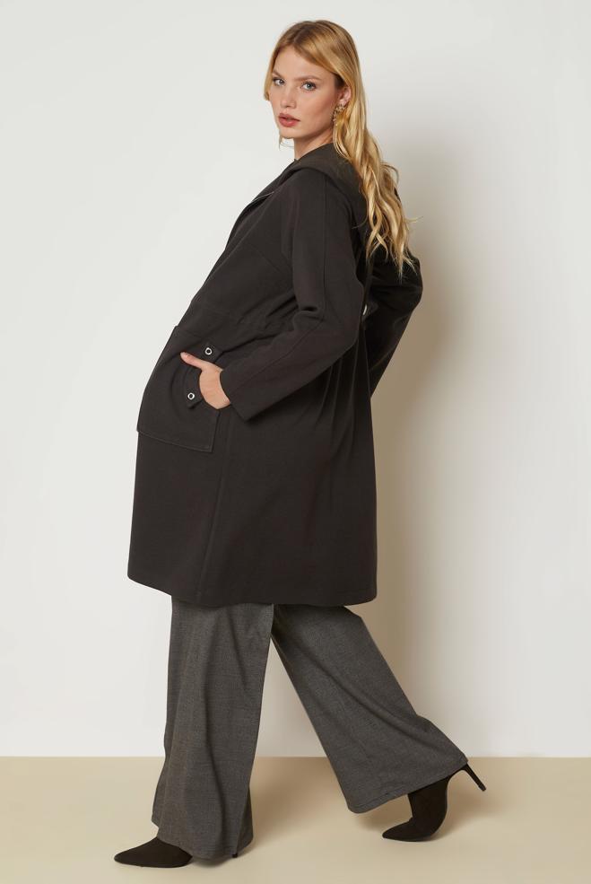 Vêtements hijab BRUN VESTE TAILLE SMOCKÉE 47019 - ALVİNA