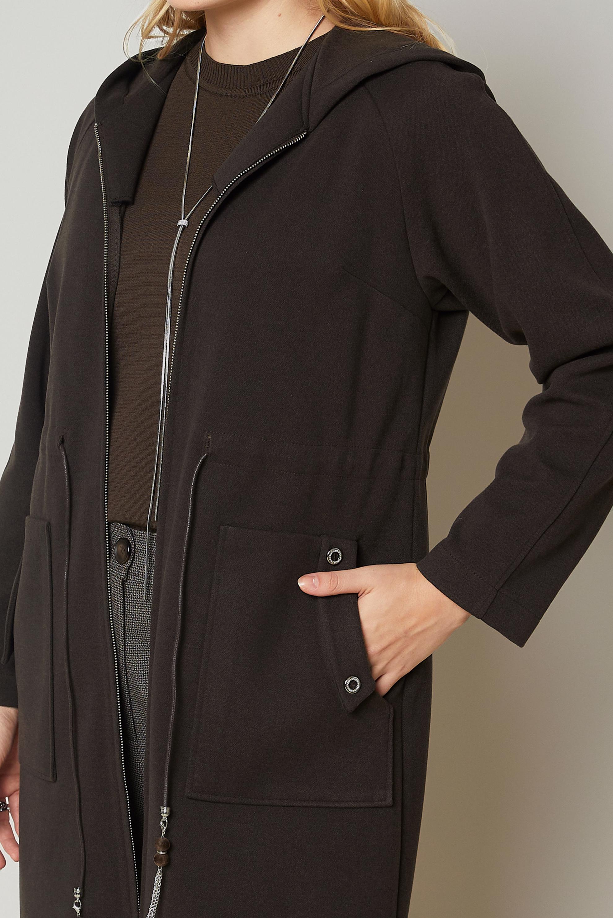 Vêtements hijab BRUN VESTE TAILLE SMOCKÉE 47019