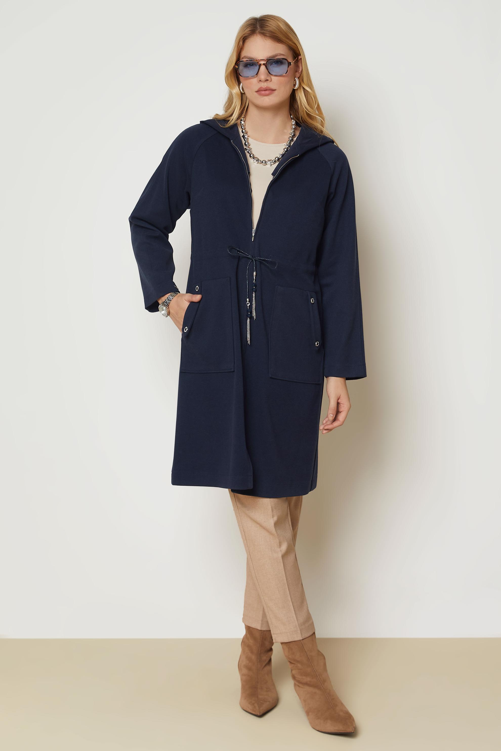 Vêtements hijab BLEU MARINE VESTE TAILLE SMOCKÉE 47019