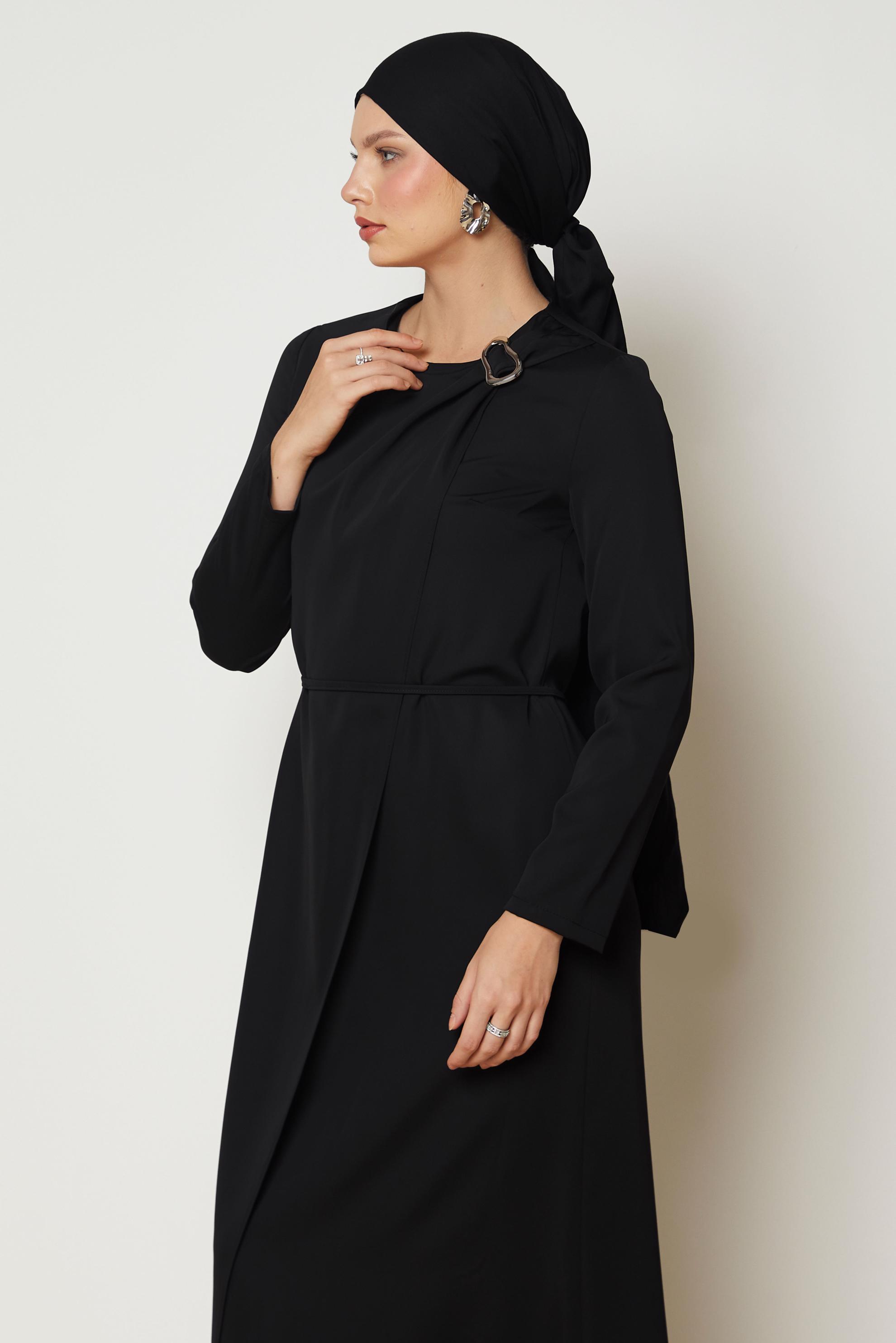 Hijab clothing BLACK BELTED DRESS 46886