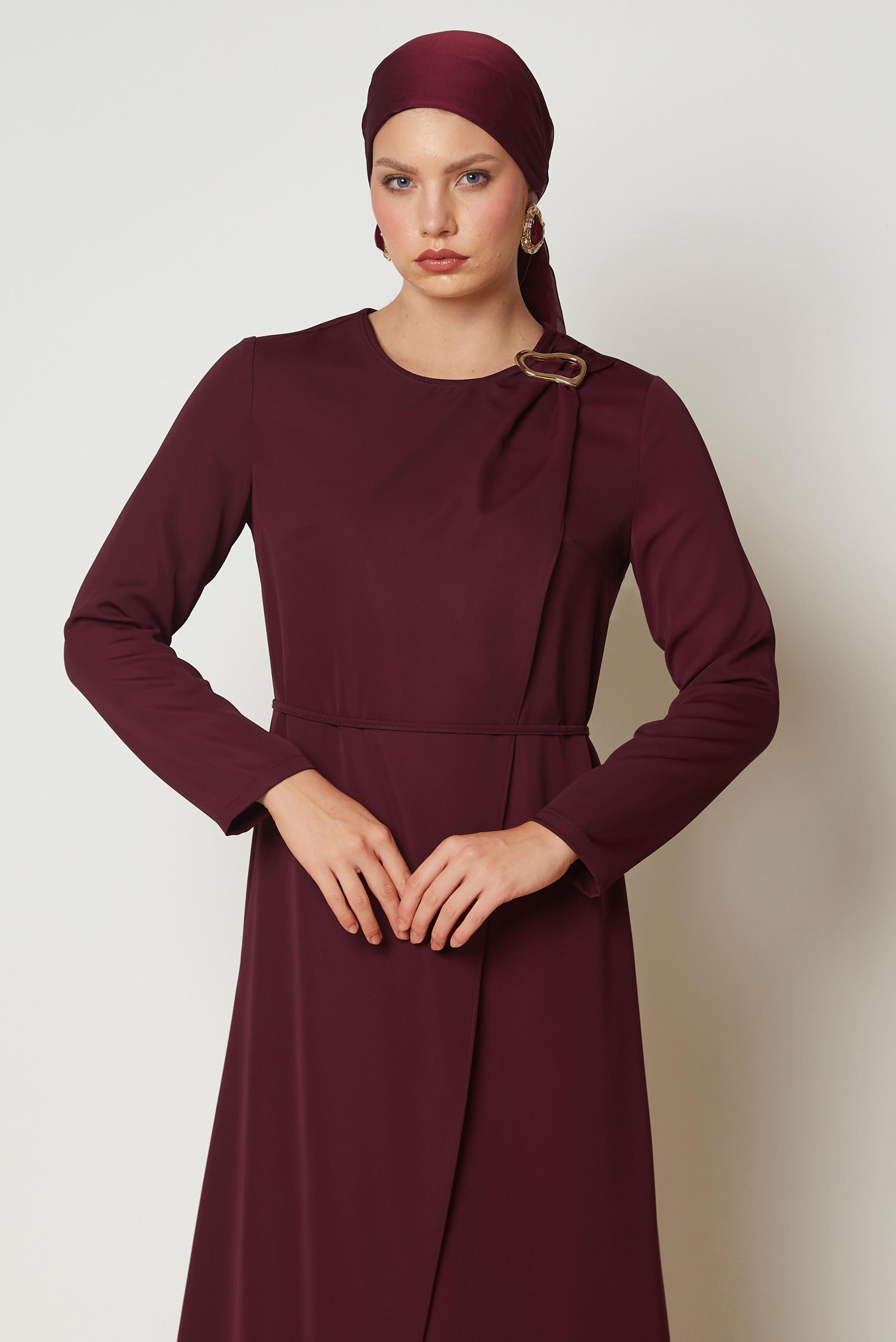 Hijab clothing BROWN BELTED DRESS 46886