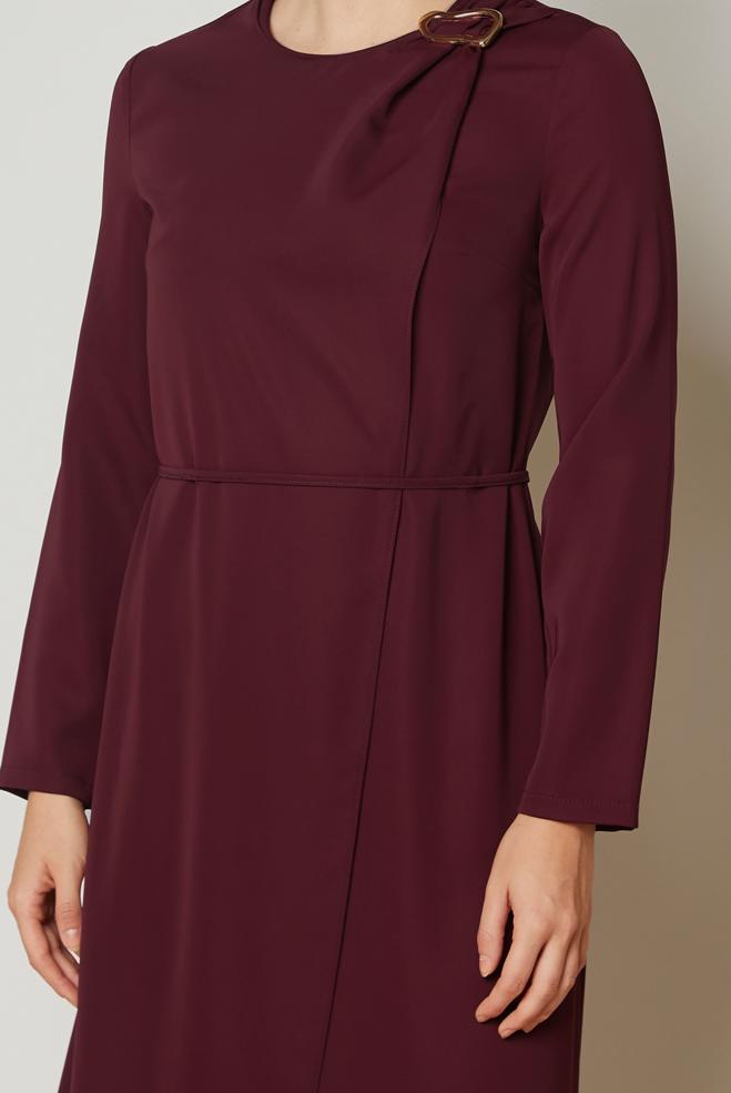 Hijab clothing BROWN BELTED DRESS 46886 - ALVİNA