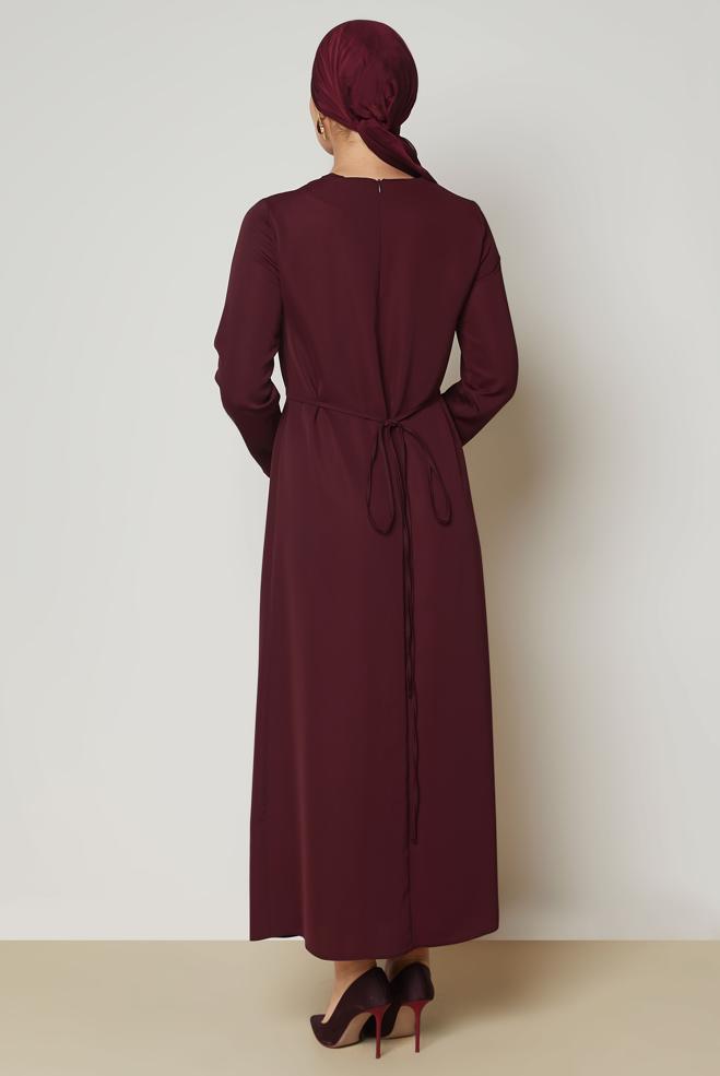 Hijab clothing BROWN BELTED DRESS 46886 - ALVİNA