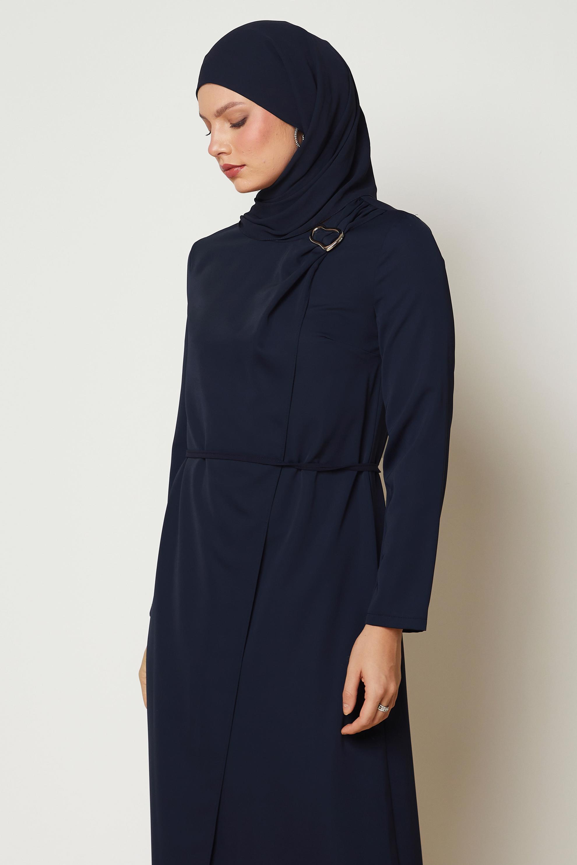 Hijab clothing NAVY BLUE BELTED DRESS 46886