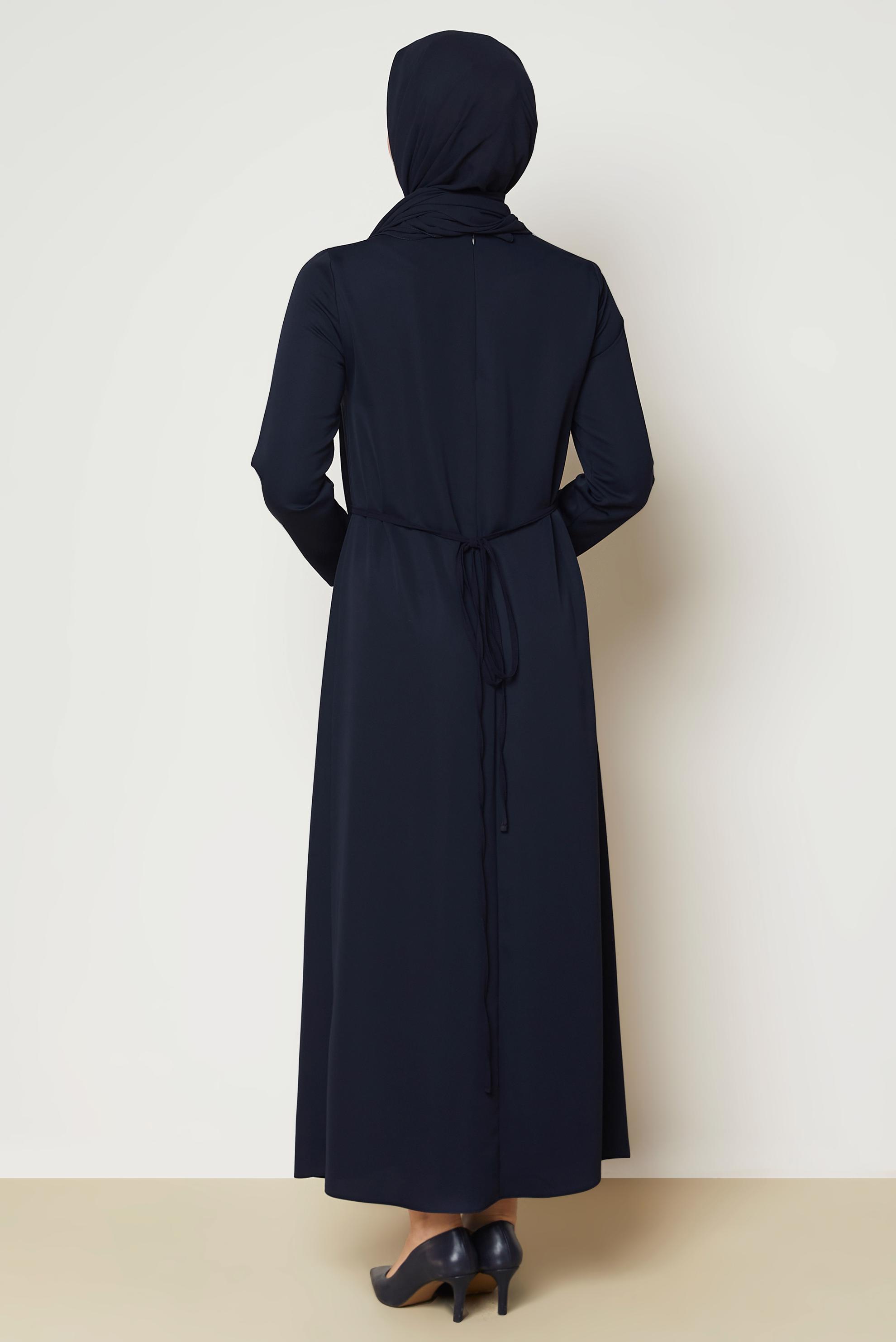 Hijab clothing NAVY BLUE BELTED DRESS 46886