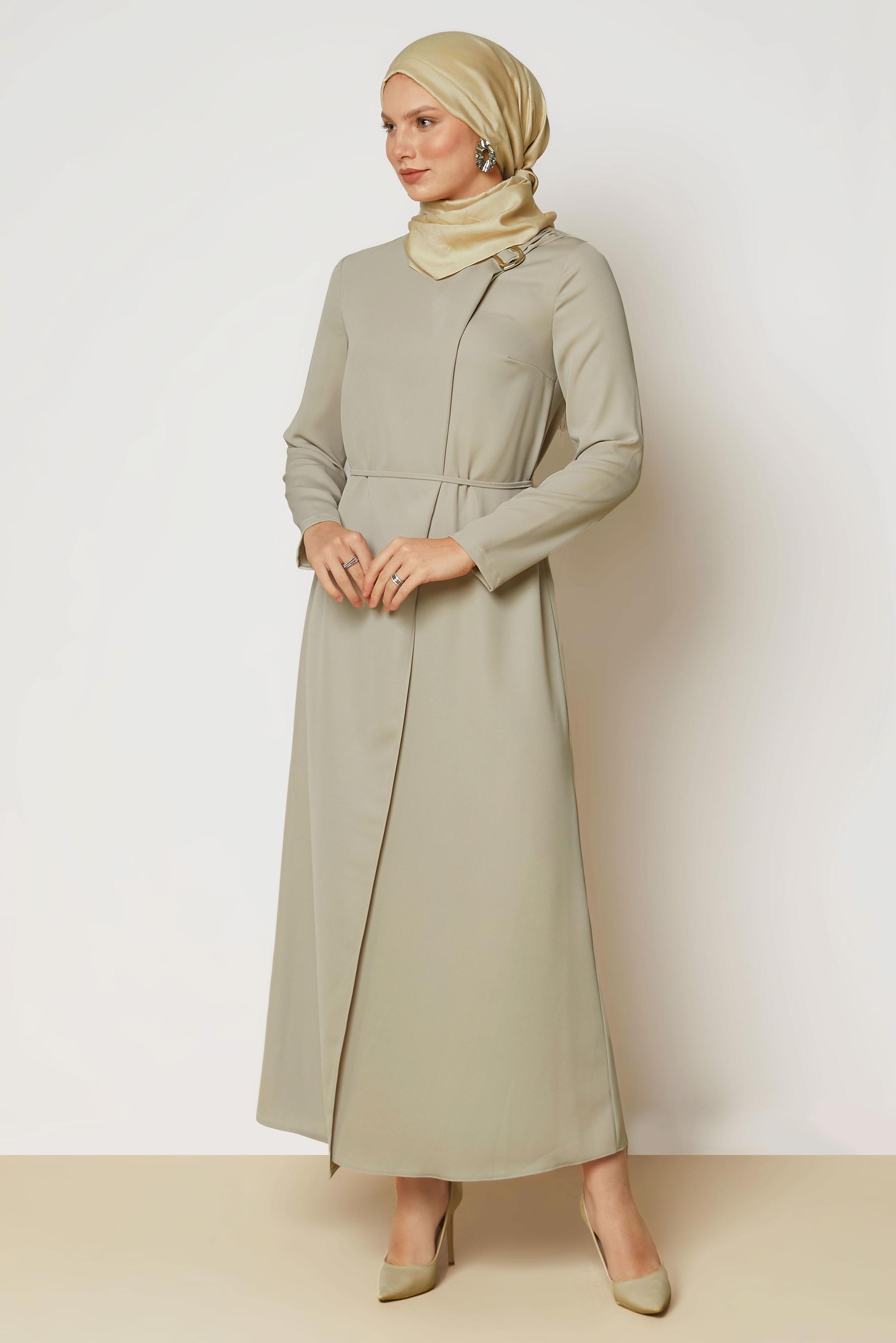 Hijab clothing BEIGE BELTED DRESS 46886