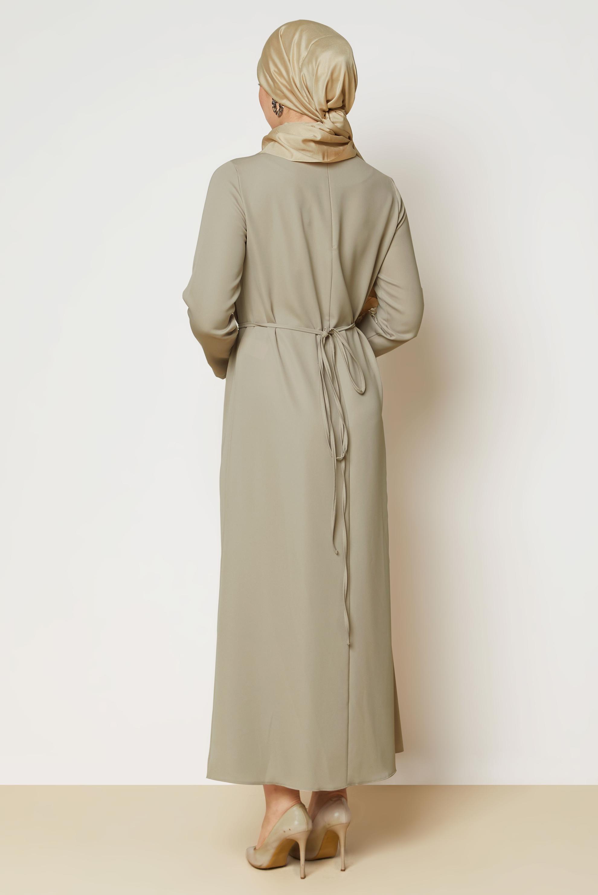 Hijab clothing BEIGE BELTED DRESS 46886