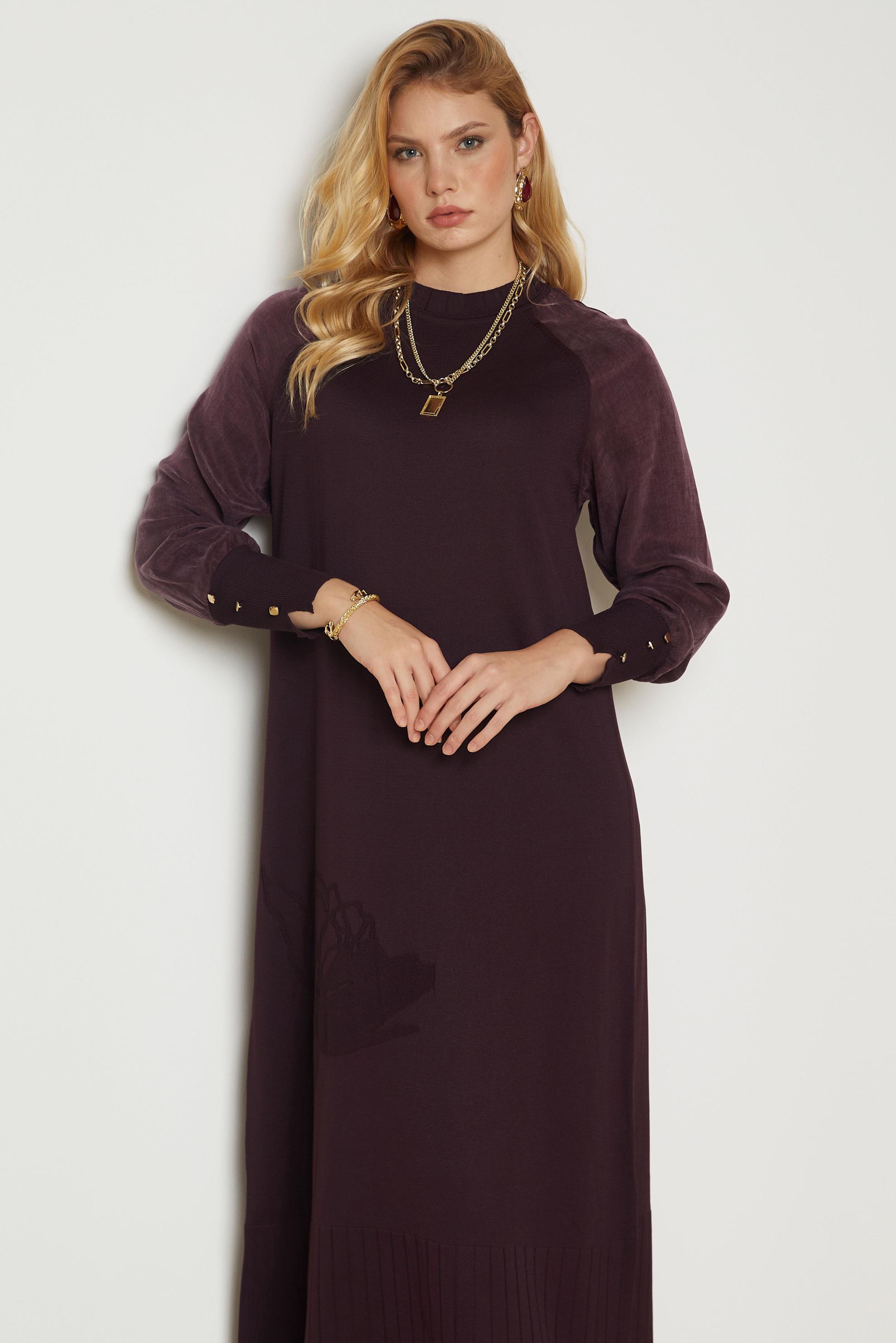 Tesettür giyim MÜRDÜM TRİKO ELBİSE 46953