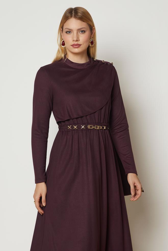 Hijab clothing DAMSON BELTED SUEDE DRESS 47004 - ALVİNA