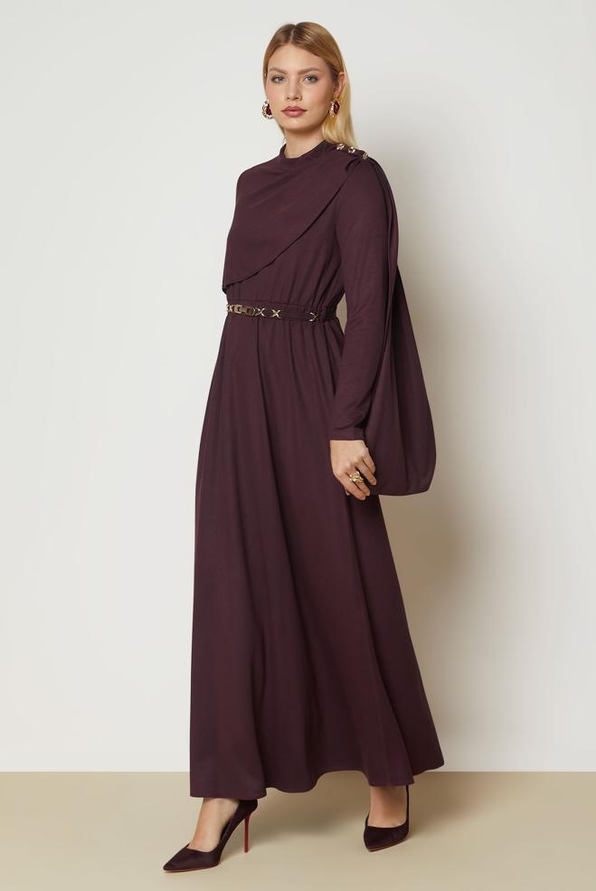 Hijab clothing DAMSON BELTED SUEDE DRESS 47004 - ALVİNA