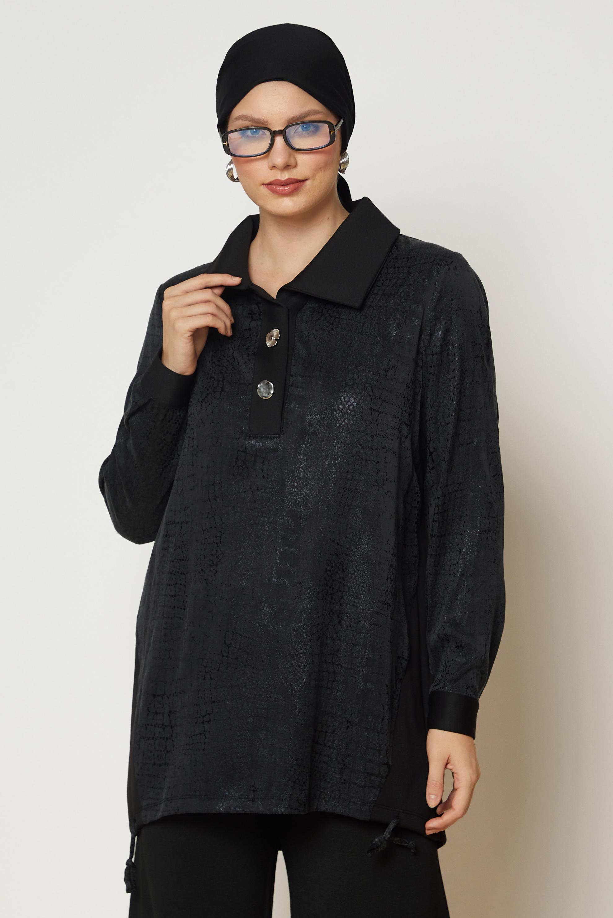 Hijab clothing BLACK 46196 OYSHO EŞOFMAN TUNİK 38-44