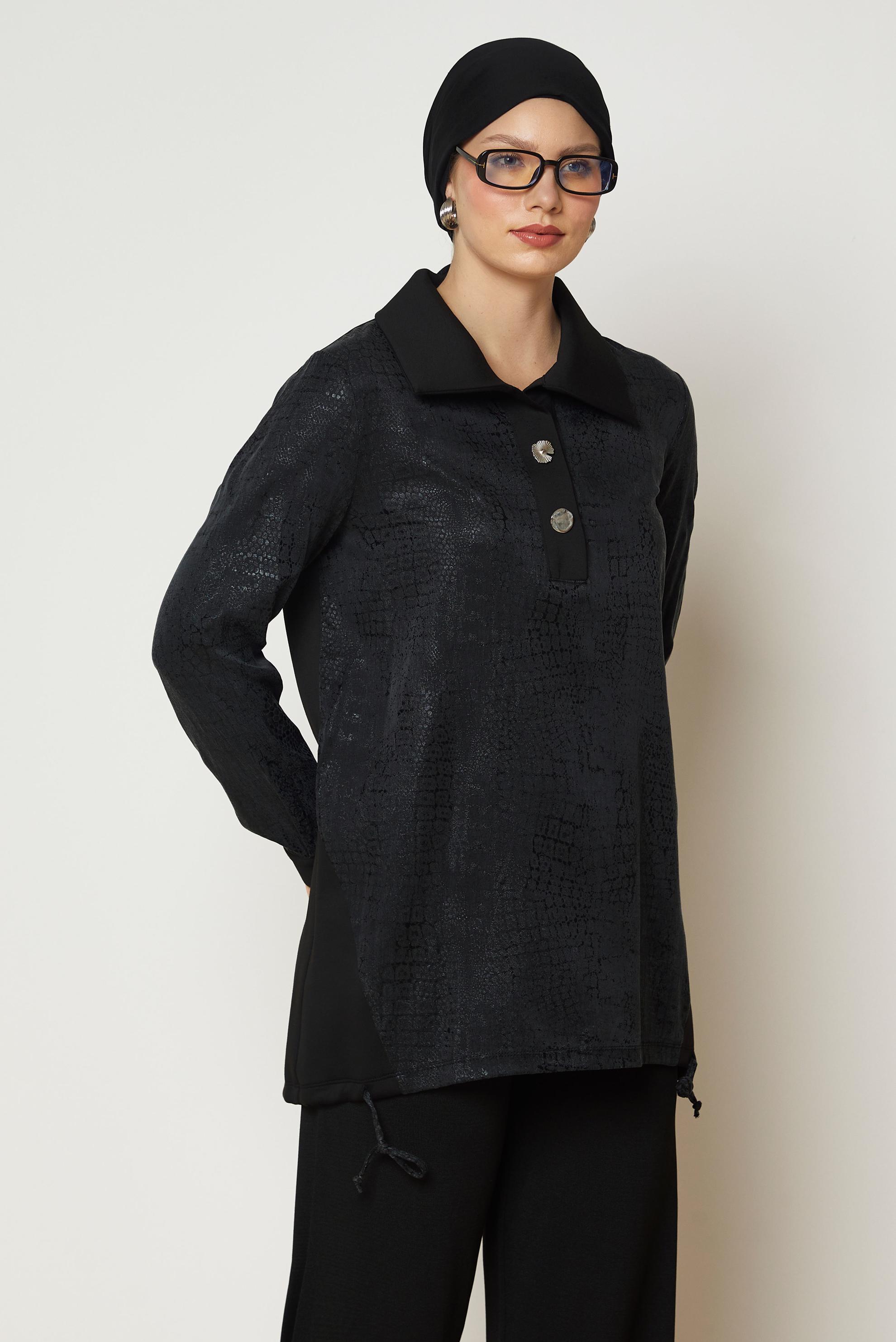 Hijab clothing BLACK 46196 OYSHO EŞOFMAN TUNİK 38-44