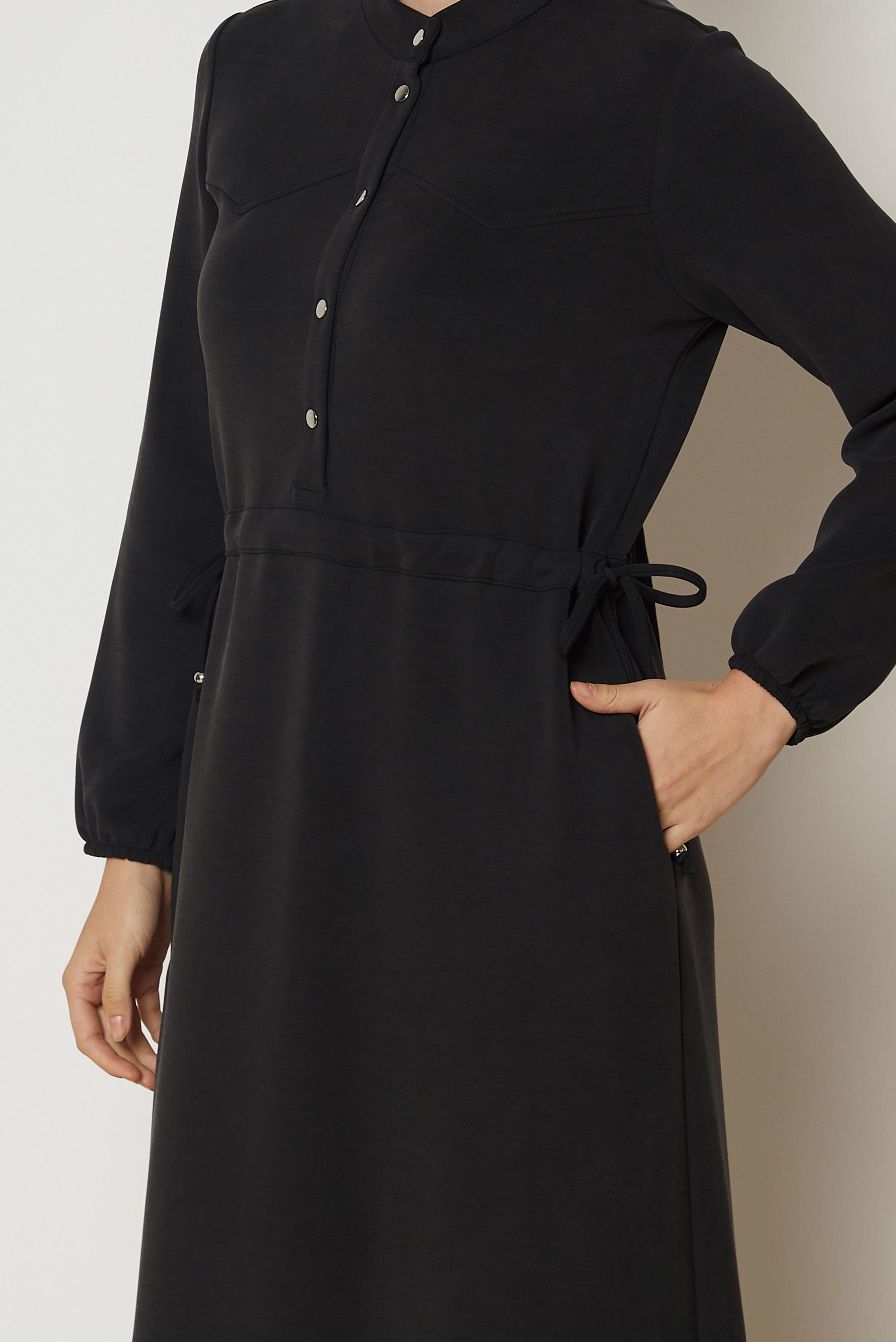 Vêtements hijab NOIR ROBE DE SURVÊTEMENT TAILLE SMOCKÉE 47034