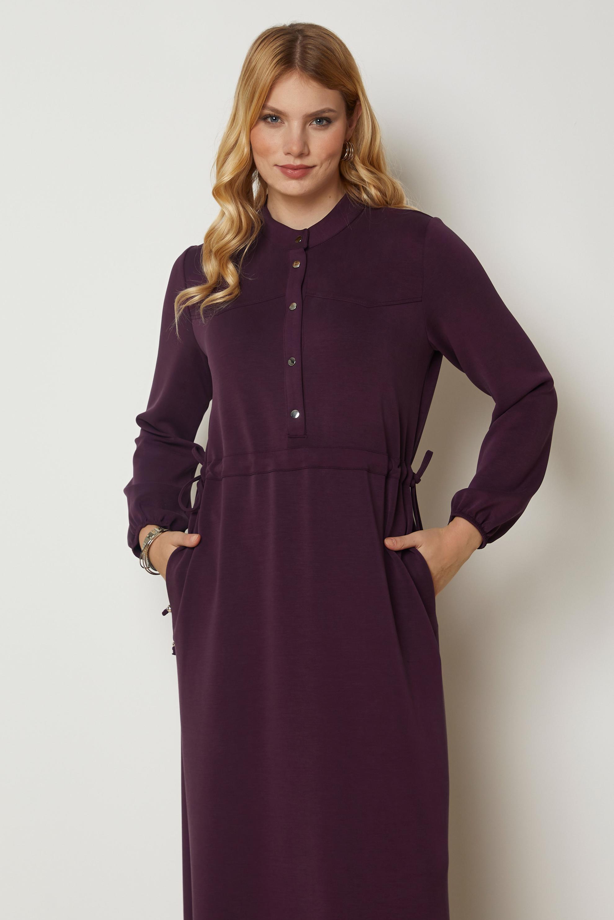 Vêtements hijab BRUN ROBE DE SURVÊTEMENT TAILLE SMOCKÉE 47034