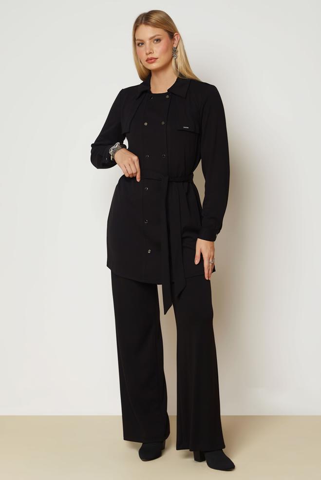 Hijab clothing BLACK BELTED TRACKSUIT SET 47036 - ALVİNA