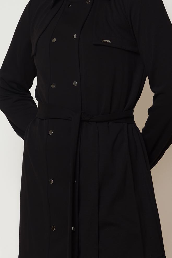 Hijab clothing BLACK BELTED TRACKSUIT SET 47036 - ALVİNA