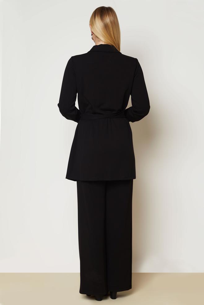 Hijab clothing BLACK BELTED TRACKSUIT SET 47036 - ALVİNA