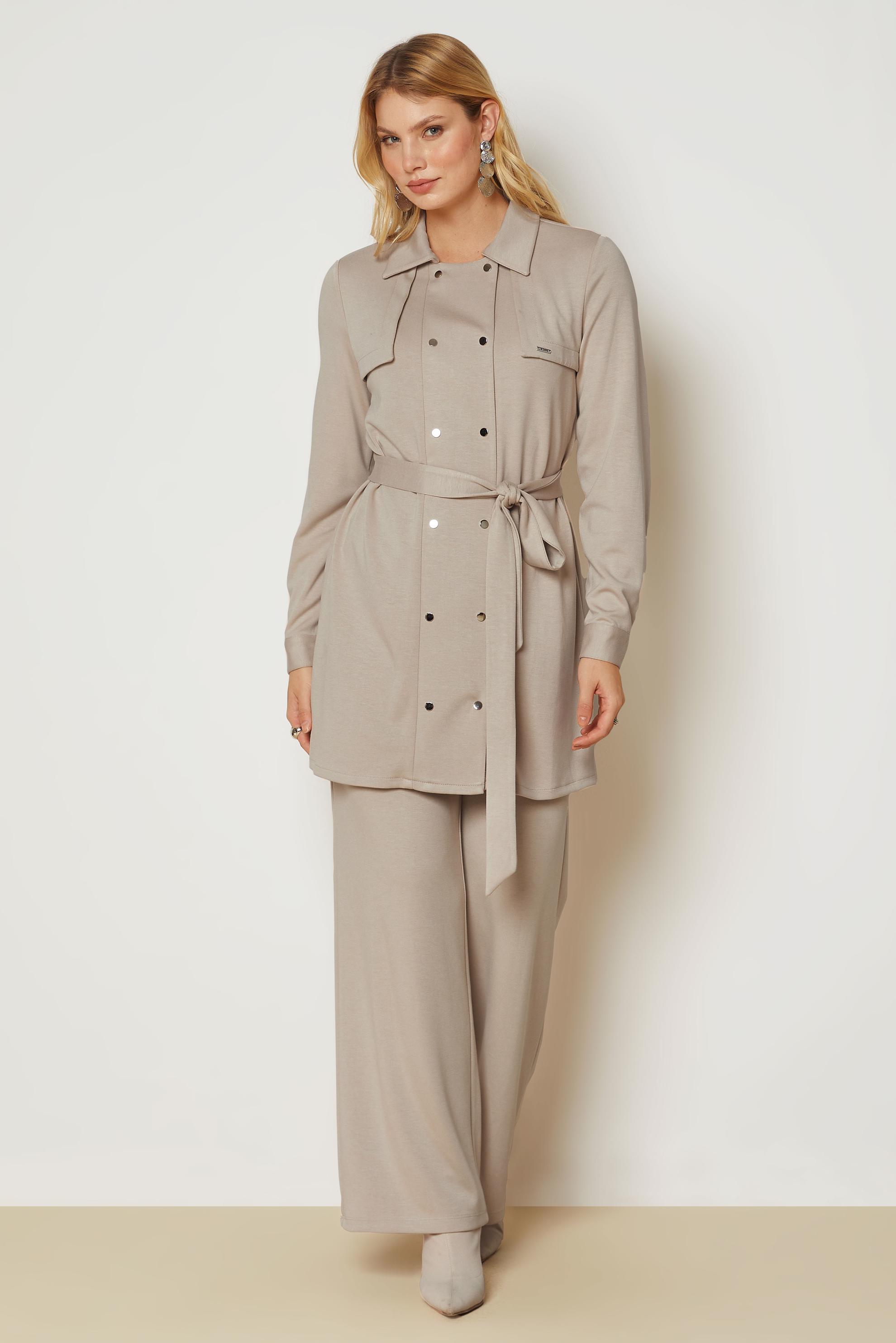 Hijab clothing BROWN BELTED TRACKSUIT SET 47036