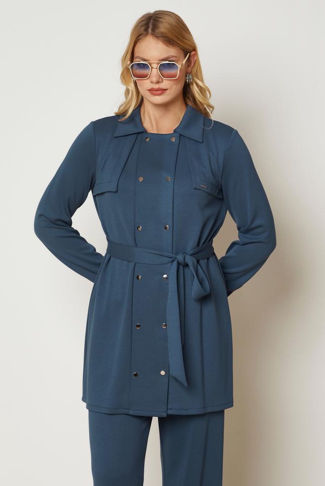 Hijab clothing BLUE BELTED TRACKSUIT SET 47036 - ALVİNA