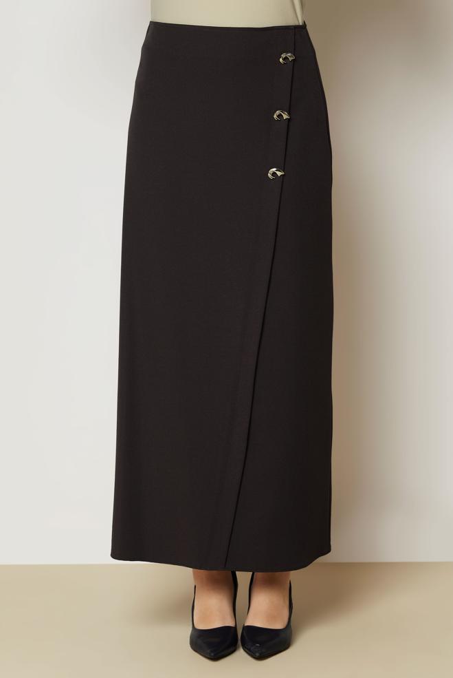 Hijab clothing BROWN BUTTON DETAIL SKIRT 60793 - ALVİNA