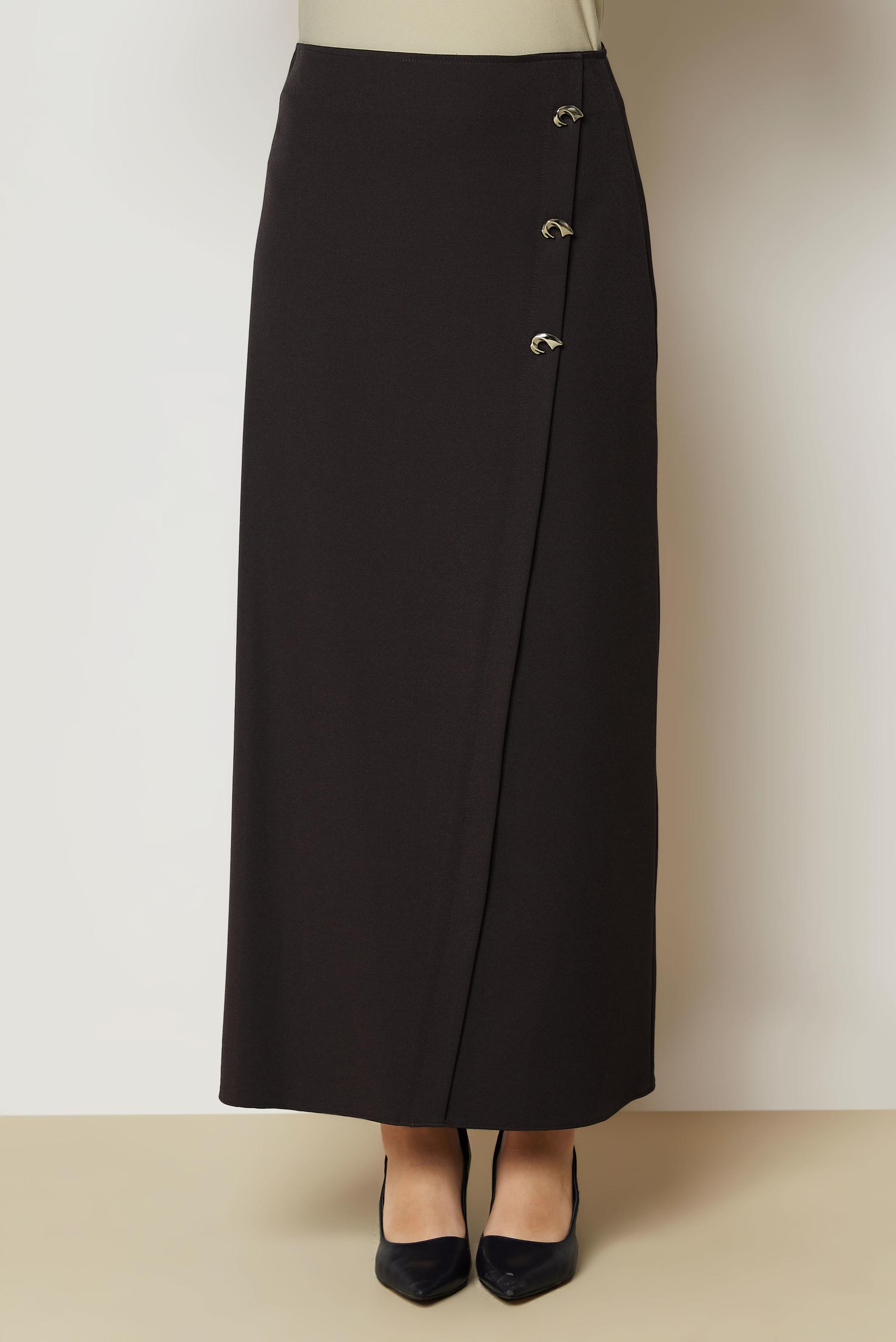 Hijab clothing BROWN BUTTON DETAIL SKIRT 60793