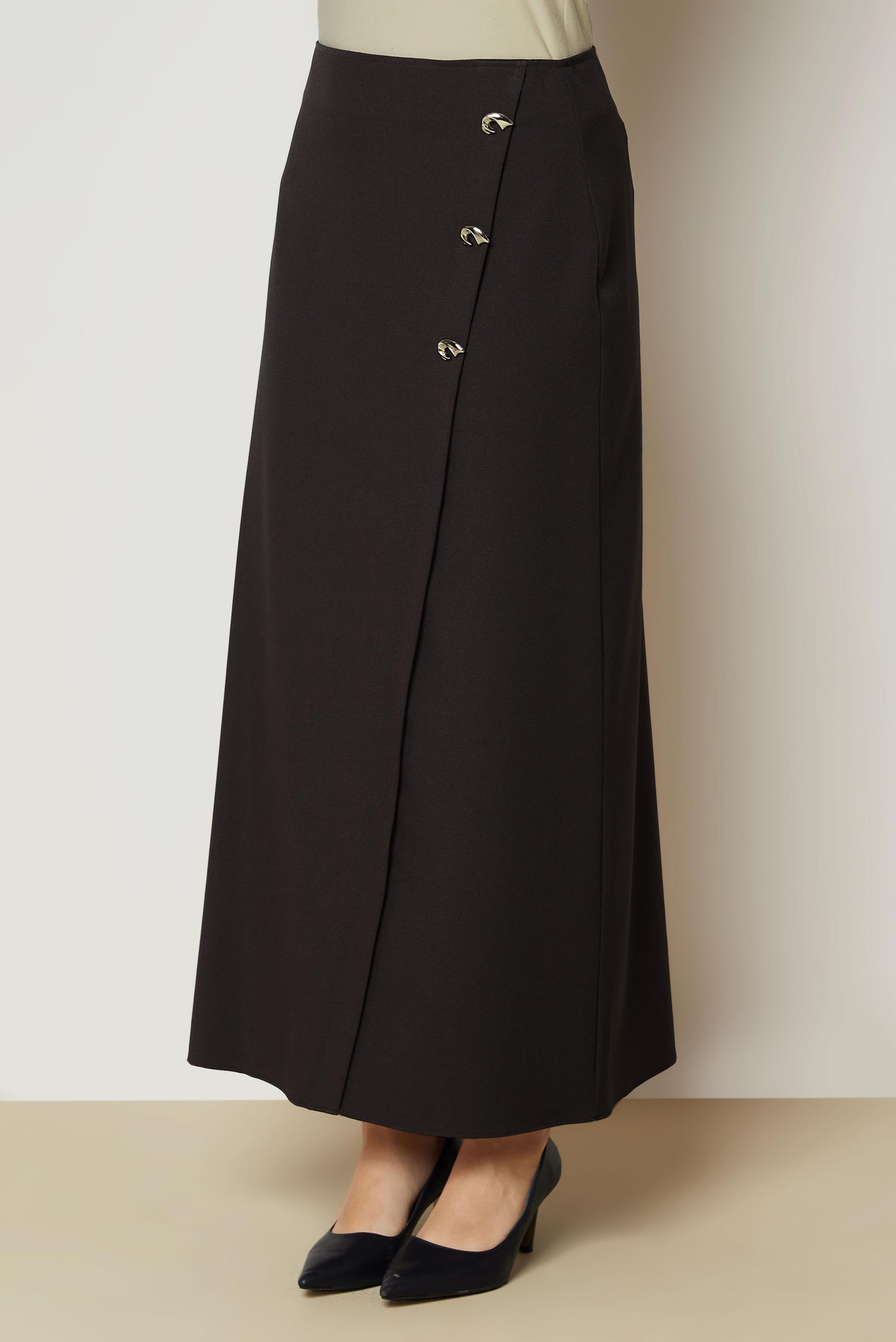 Hijab clothing BROWN BUTTON DETAIL SKIRT 60793
