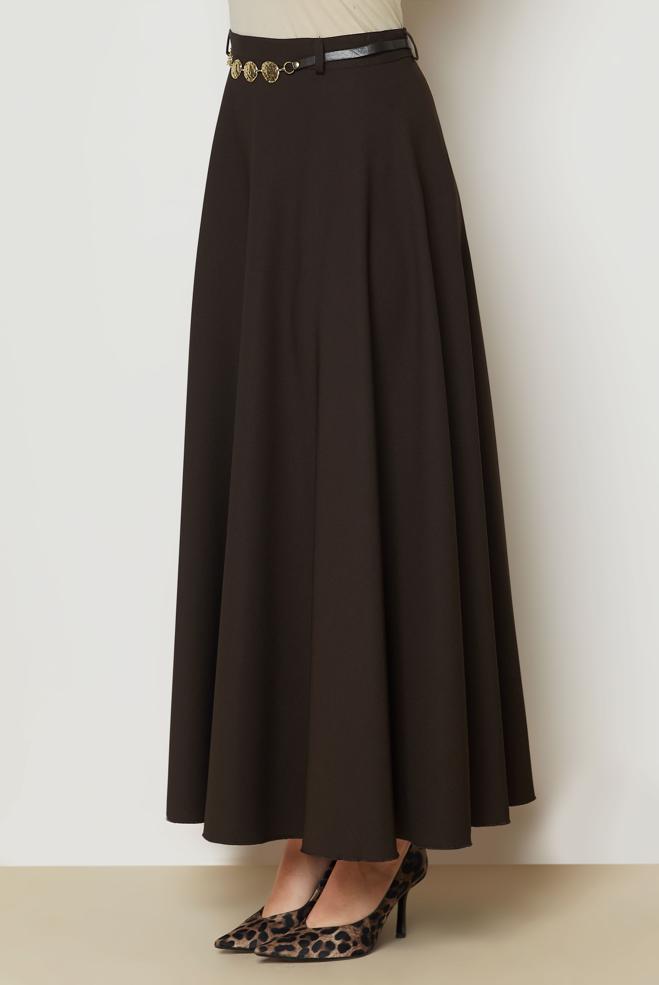 Hijab clothing BROWN BELT DETAIL SKIRT 60795 - ALVİNA
