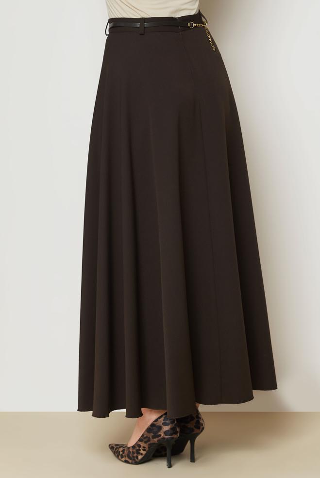 Hijab clothing BROWN BELT DETAIL SKIRT 60795 - ALVİNA