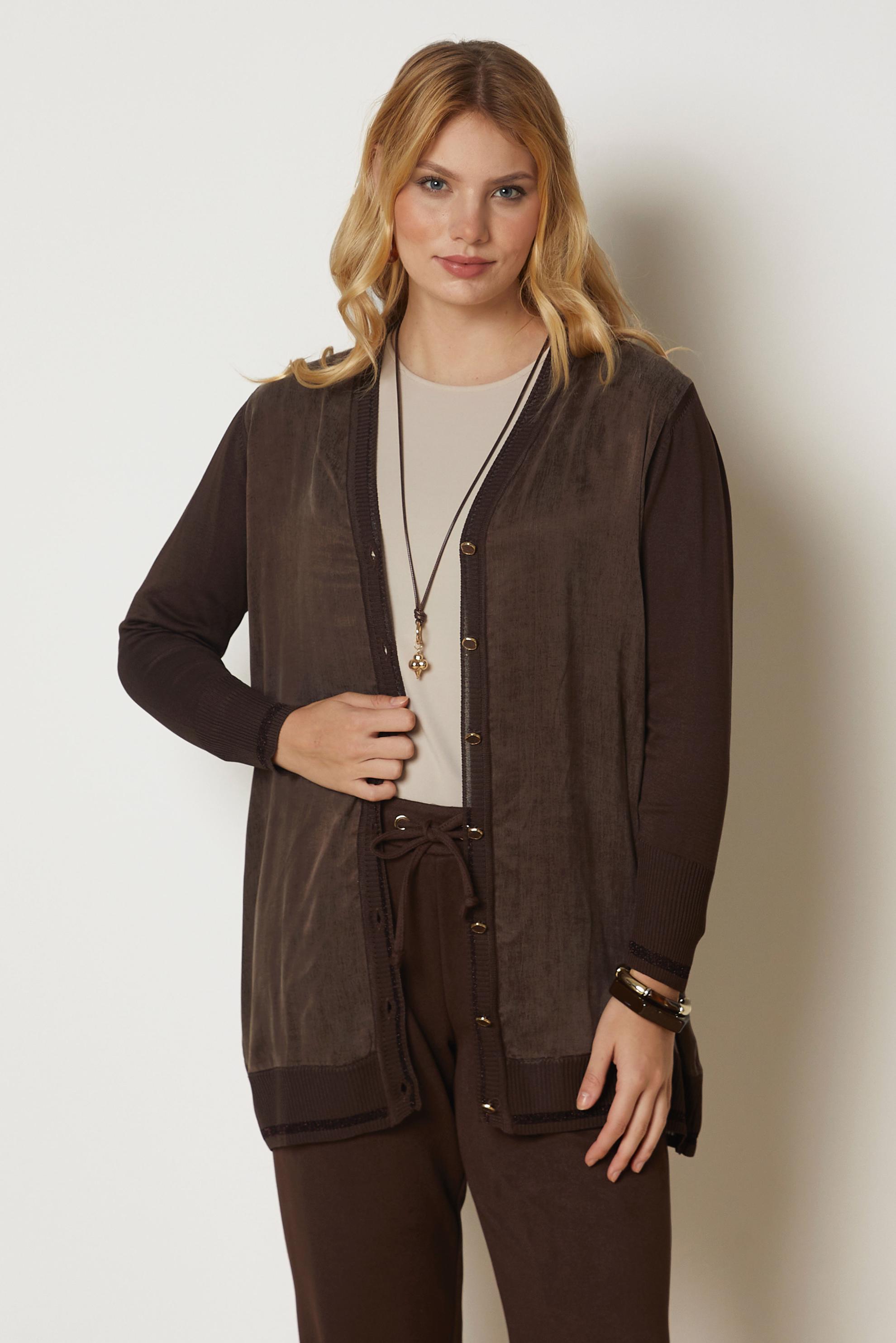 Tesettür giyim KAHVE TRİKO HIRKA 46975