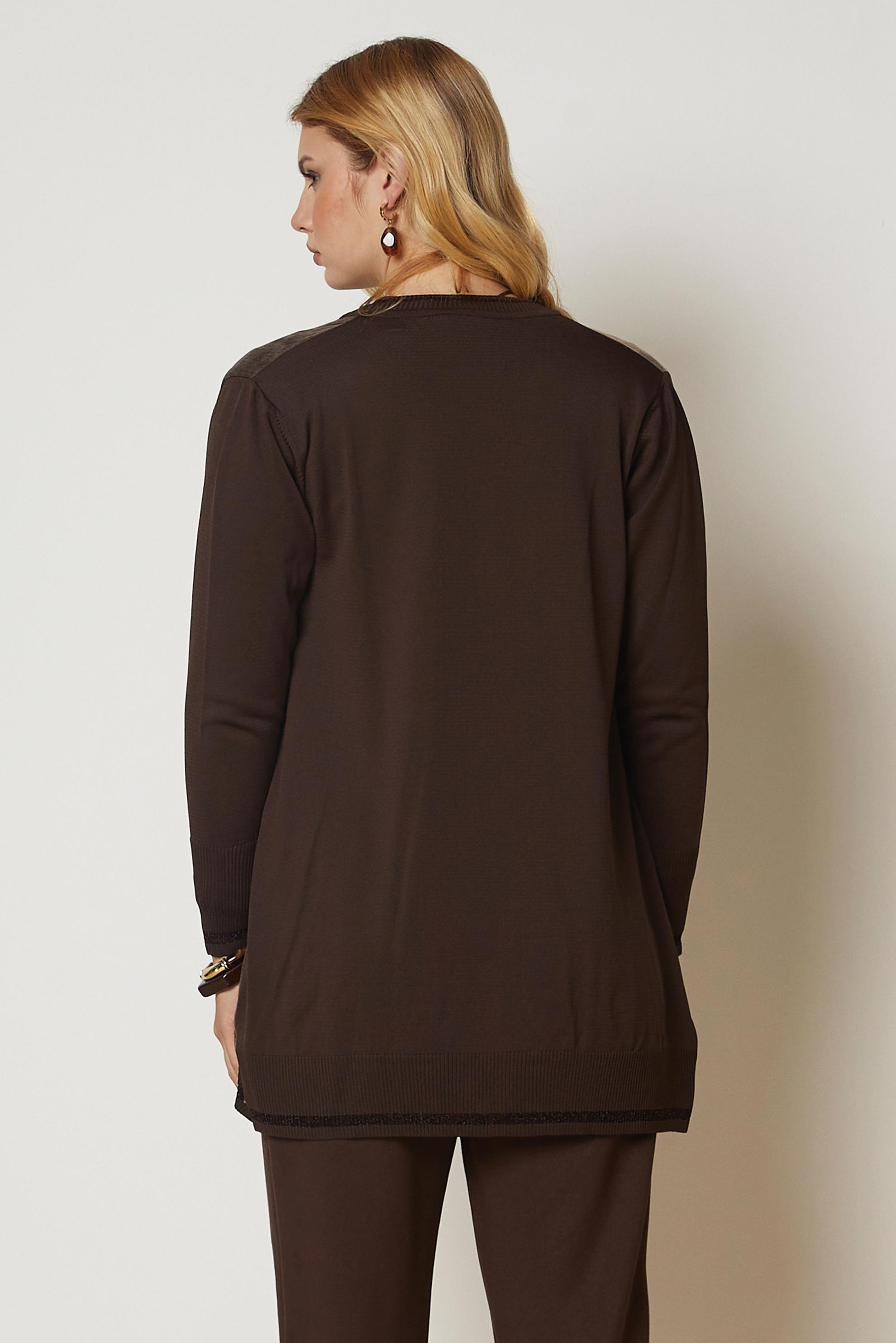 Tesettür giyim KAHVE TRİKO HIRKA 46975