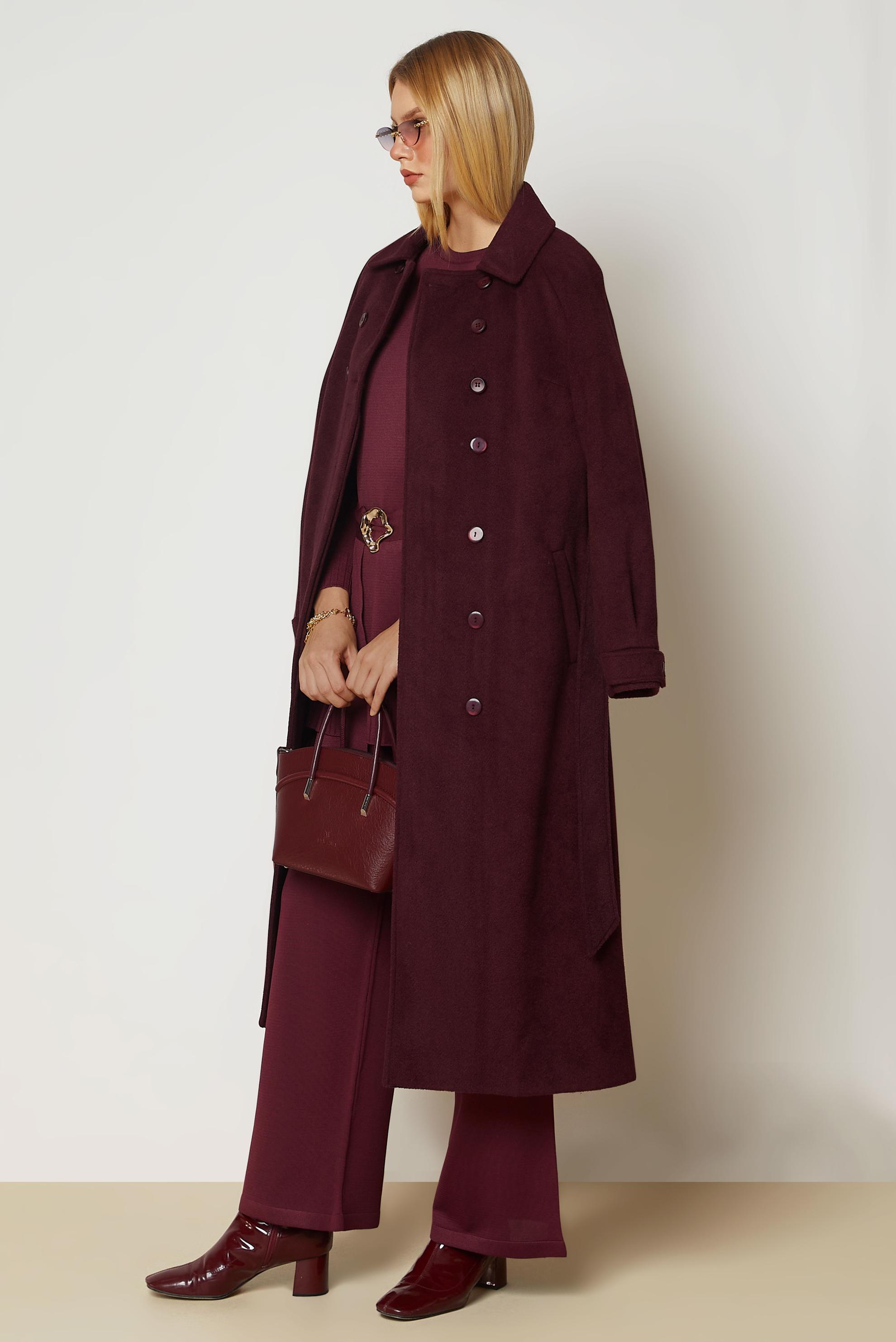 Hijab clothing BROWN BELTED CACHE COAT 90653