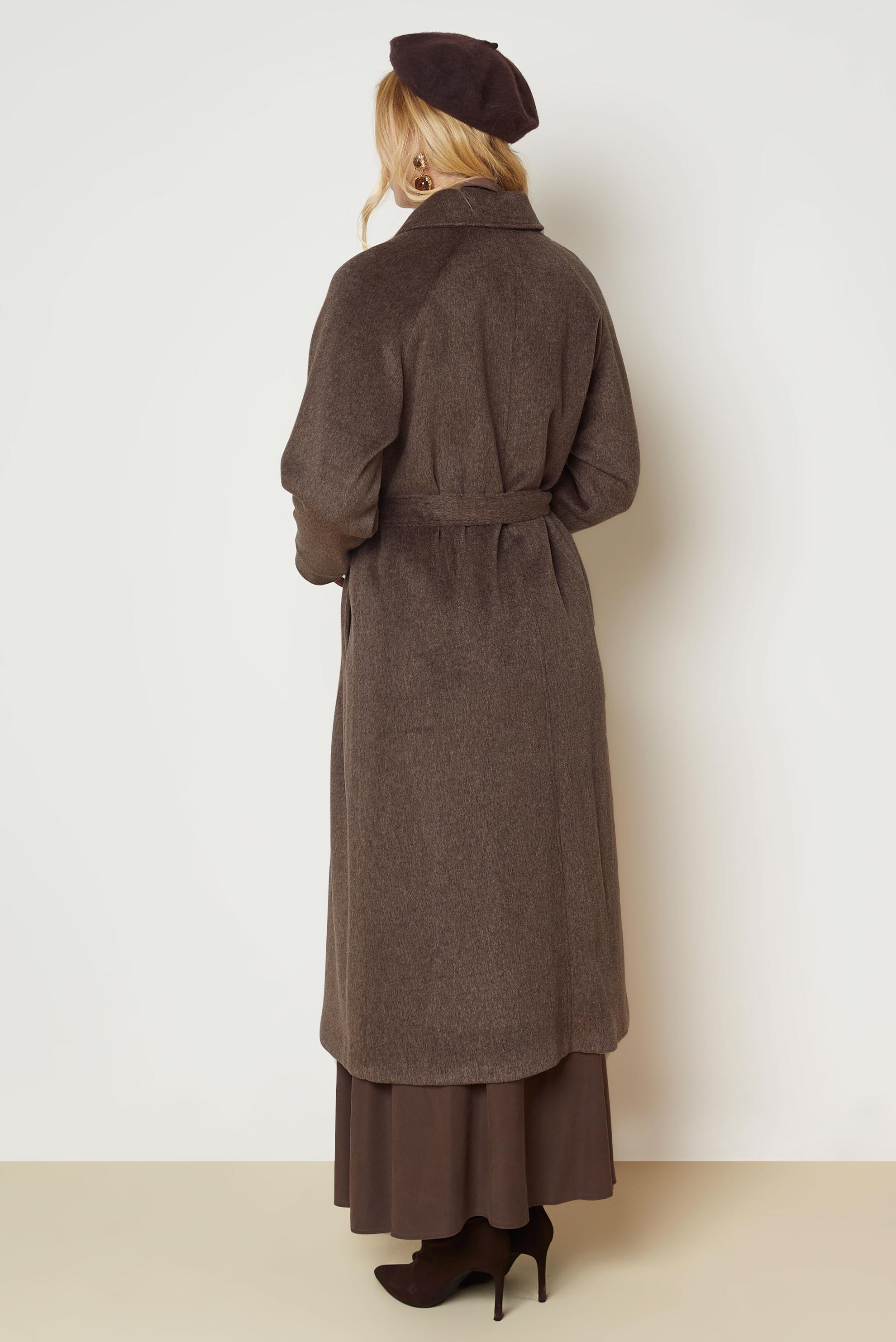 Hijab clothing BROWN BELTED CACHE COAT 90653
