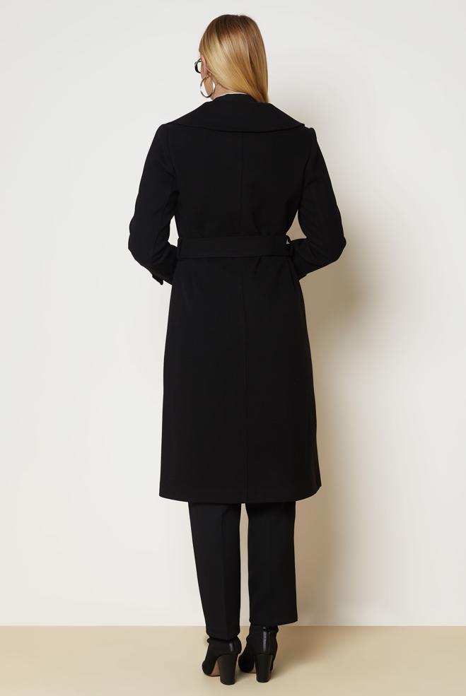 Hijab clothing BLACK BELTED CACHE COAT 90656 - ALVİNA