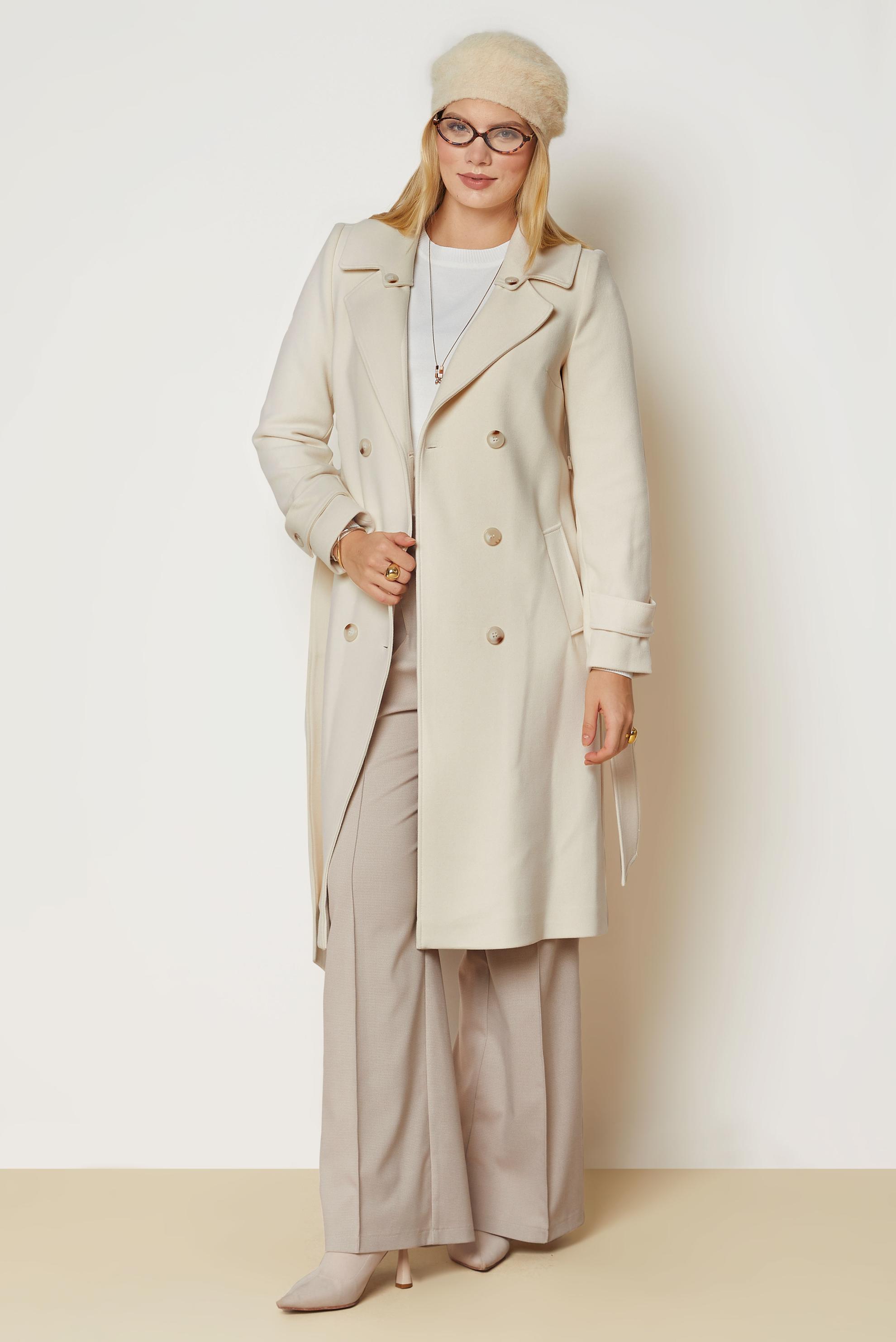 Hijab clothing BROWN BELTED CACHE COAT 90656