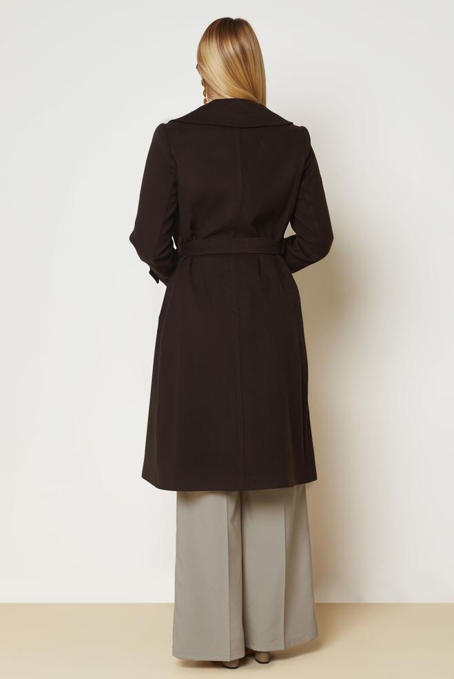 Hijab clothing BROWN BELTED CACHE COAT 90656 - ALVİNA