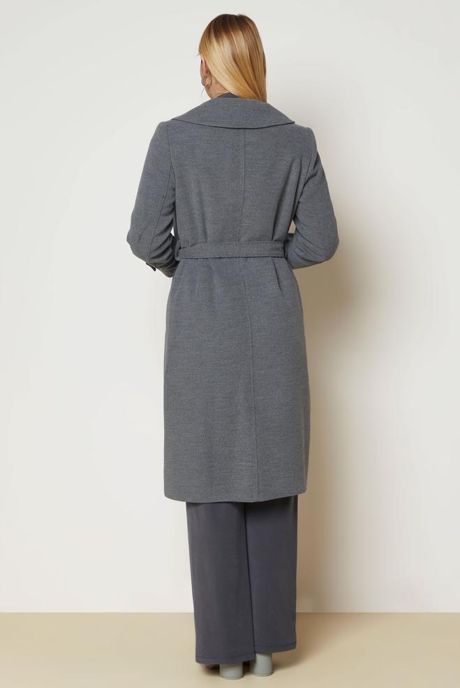 Hijab clothing GREY BELTED CACHE COAT 90656 - ALVİNA
